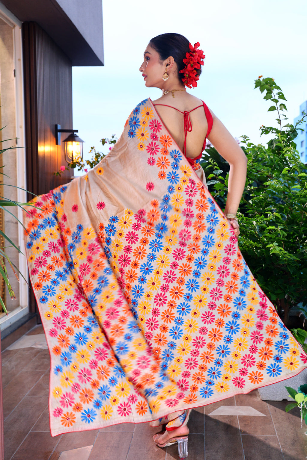 Tussar Phulkari Handwork