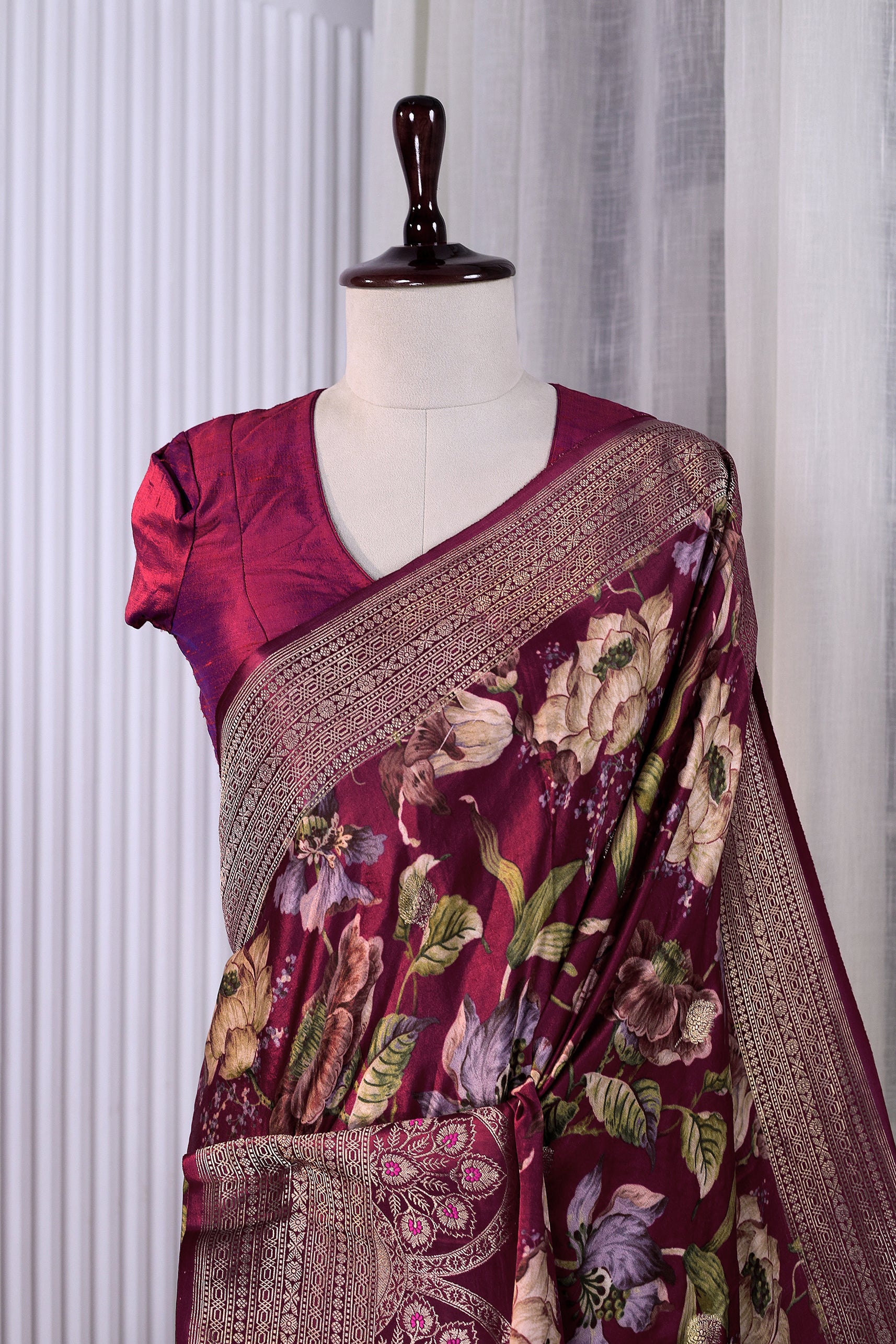 Pure Mashru Digital Print Banarasi