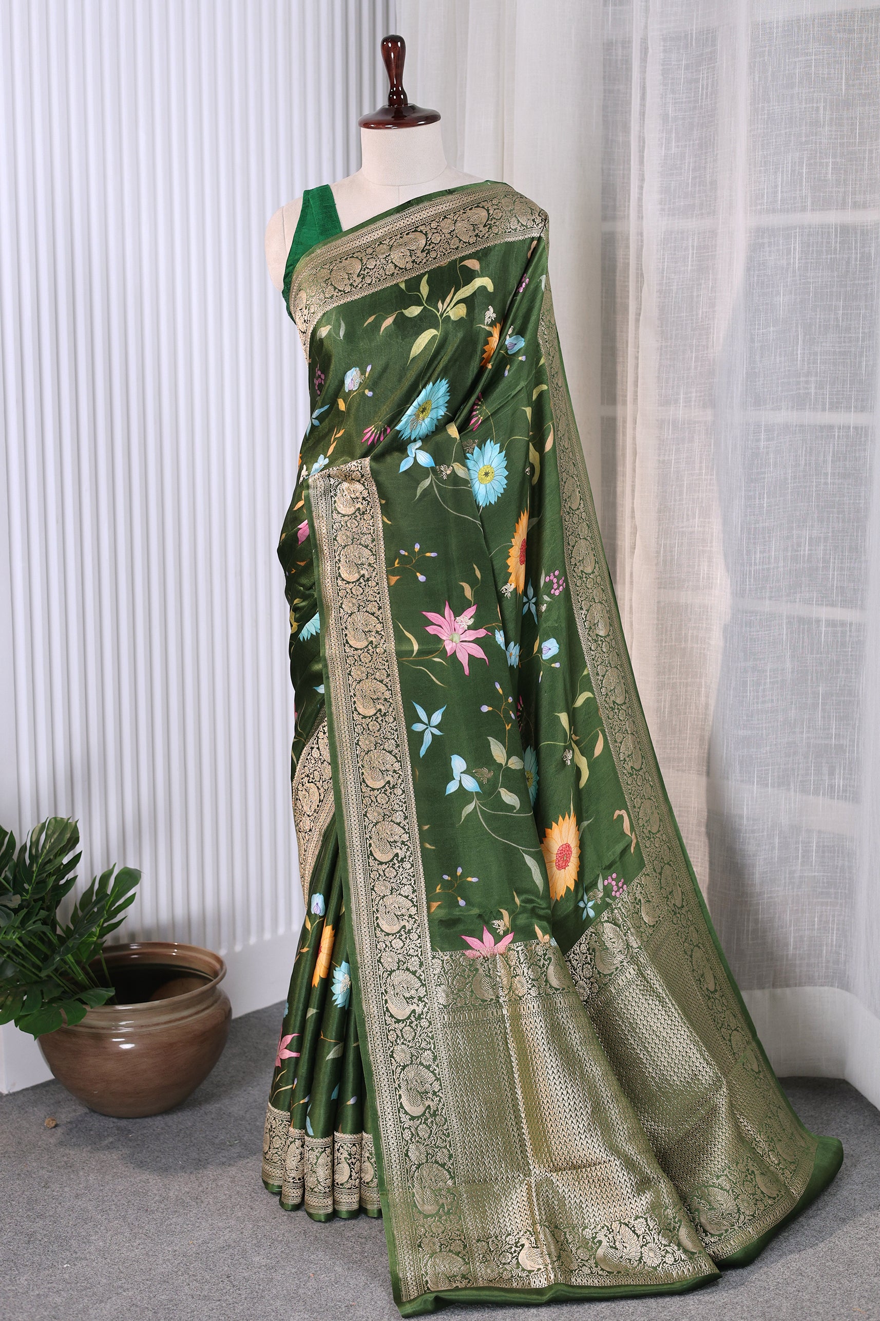 Pure Mashru Digital Print Banarasi
