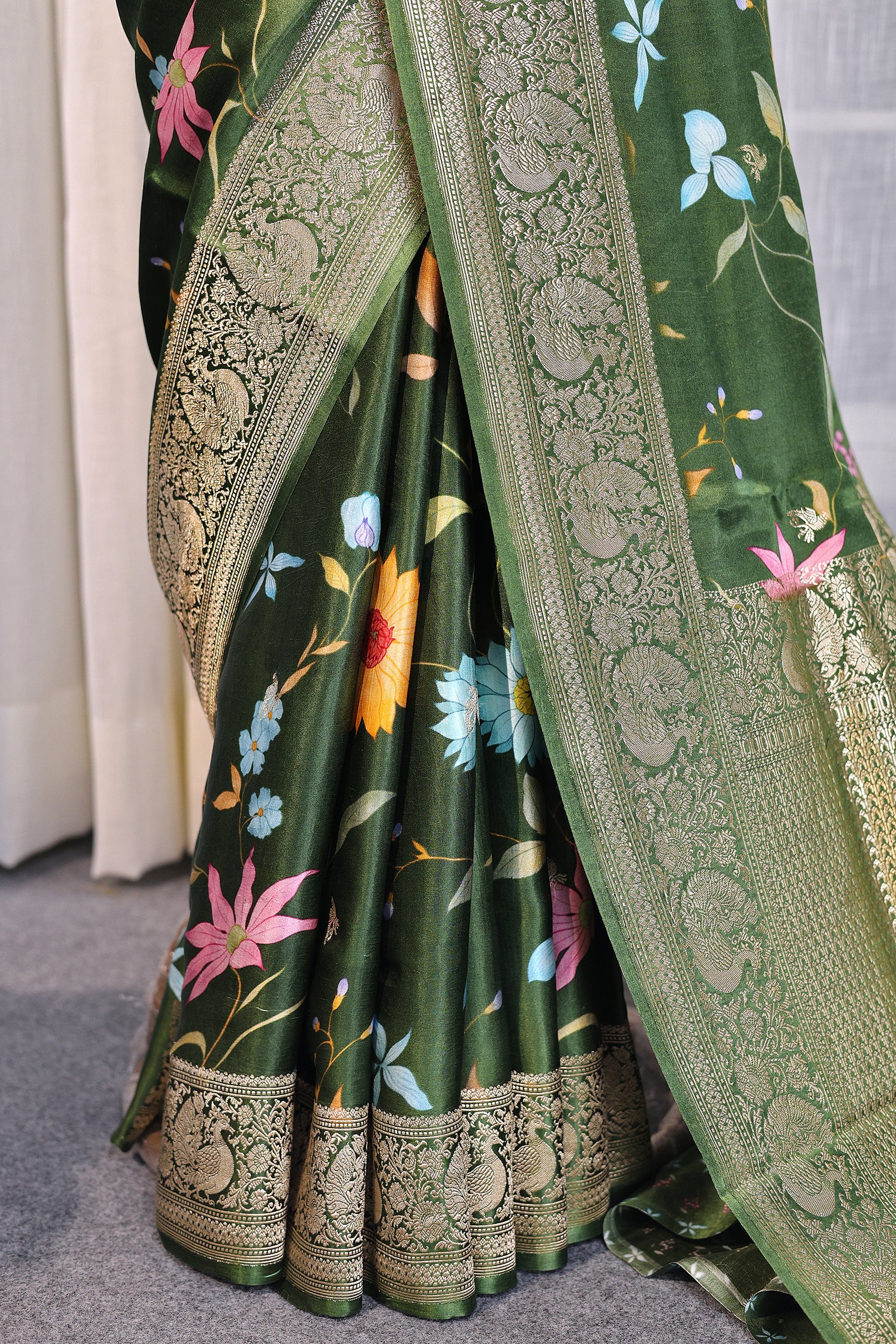 Pure Mashru Digital Print Banarasi