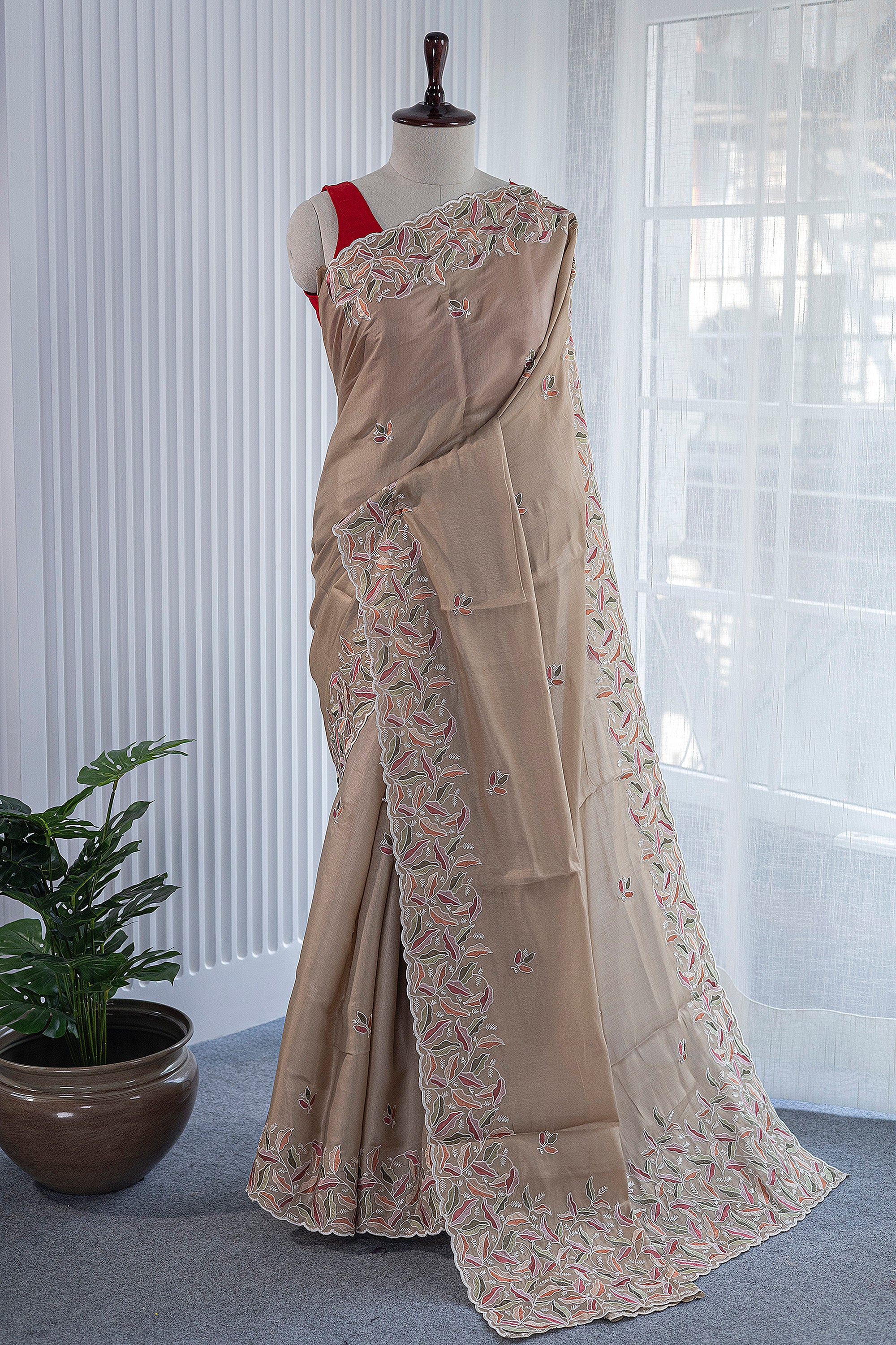 Semi Tussar Embroidery