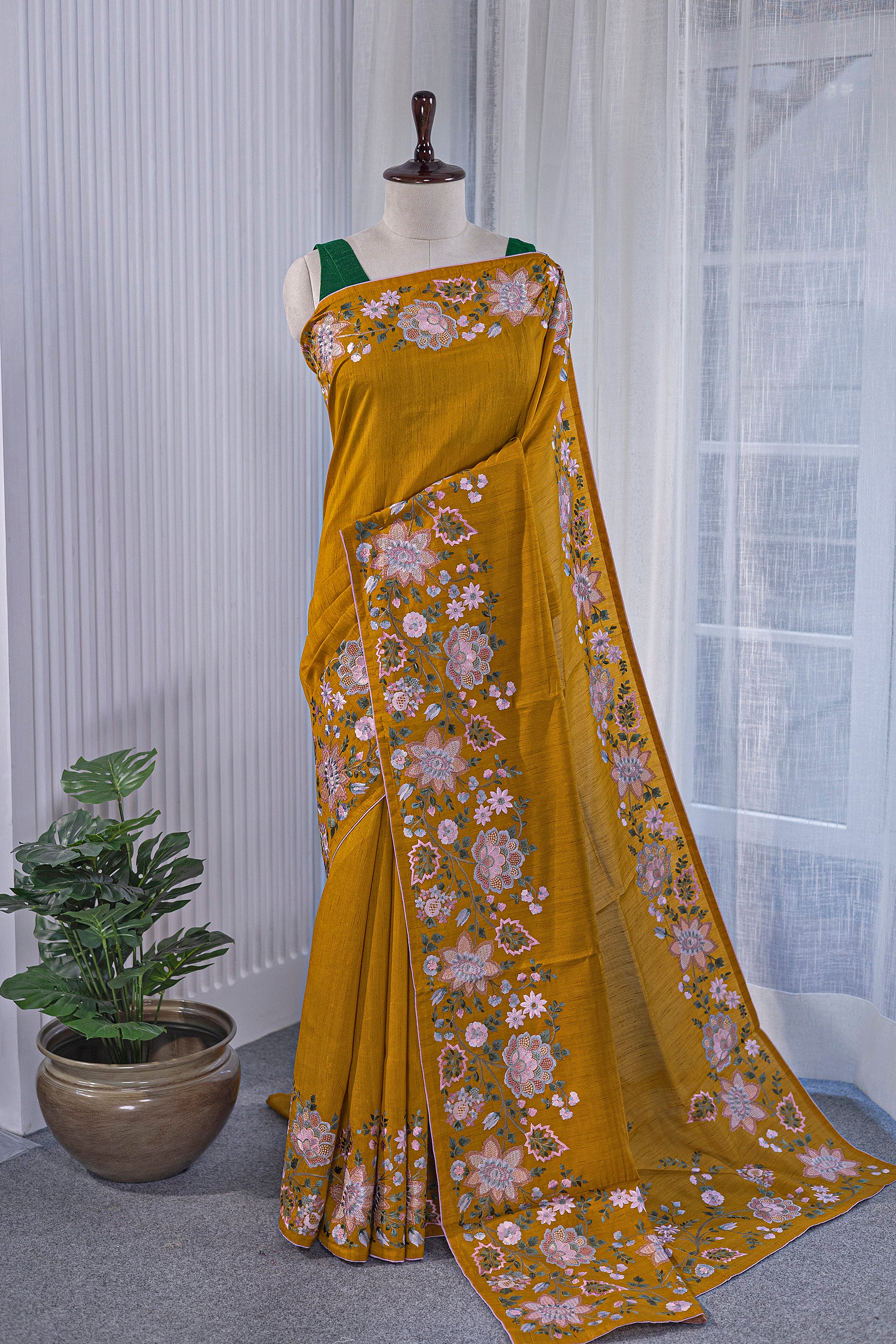 Semi Tussar Embroidery