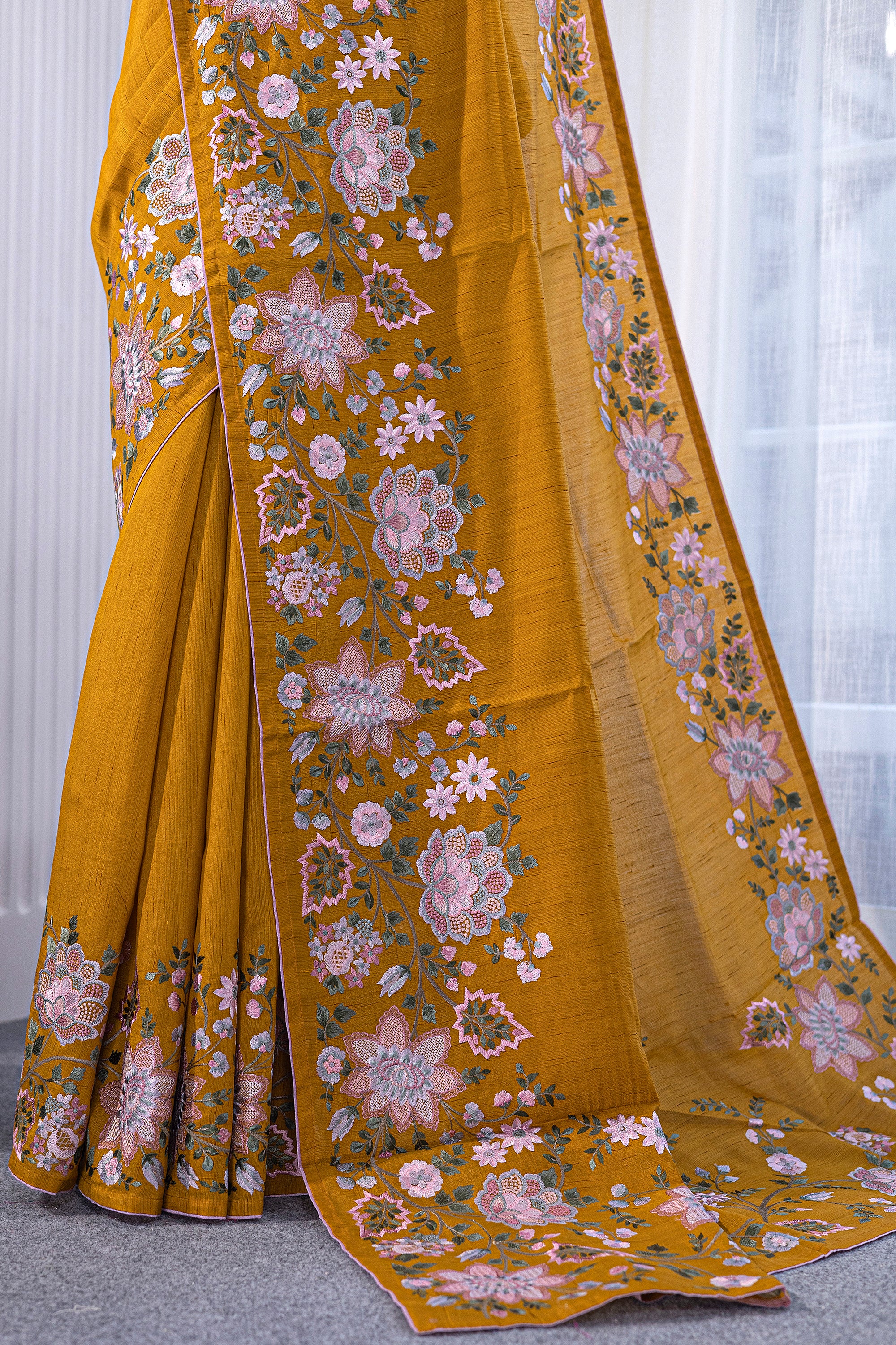 Semi Tussar Embroidery