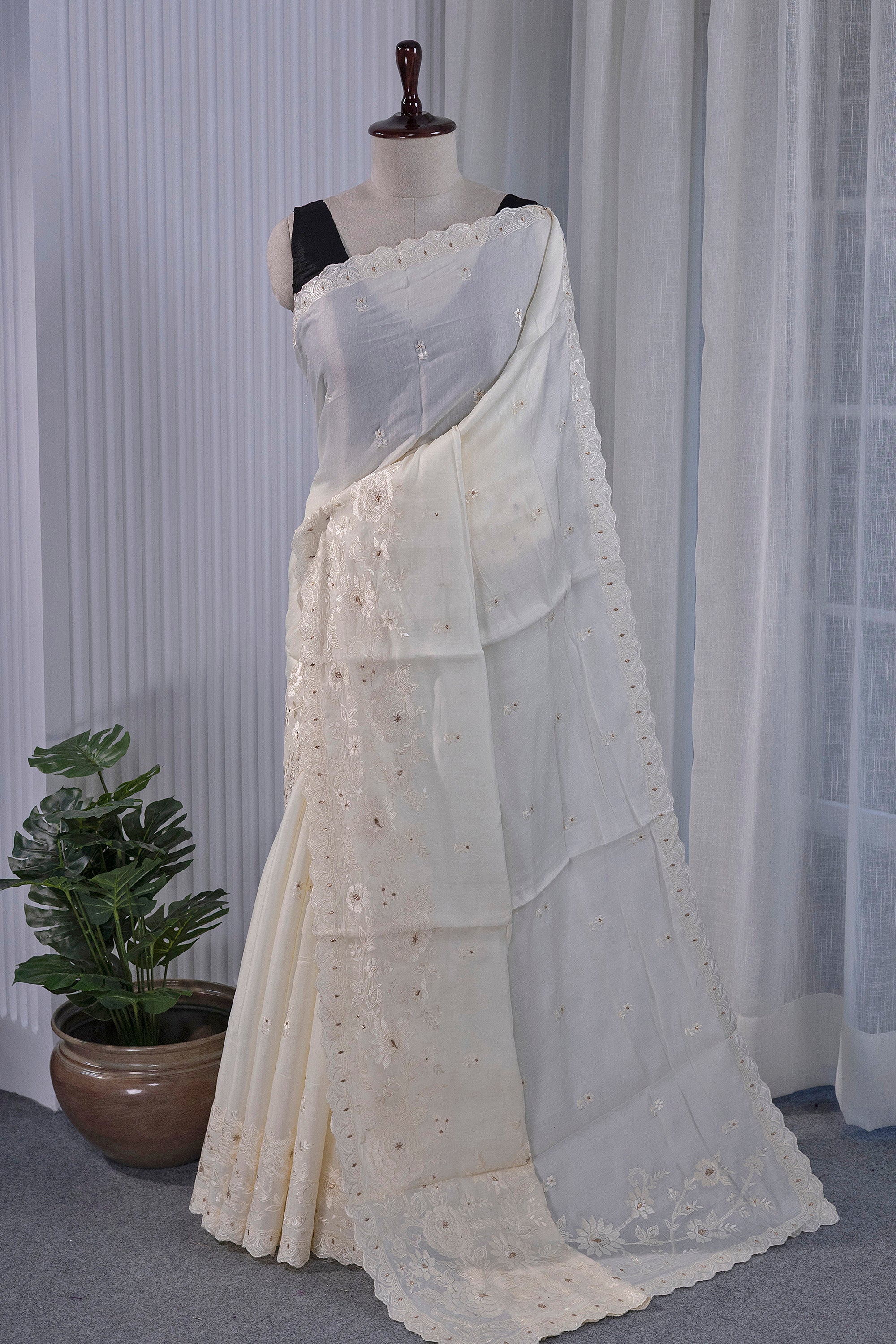 Semi Tussar Embroidery