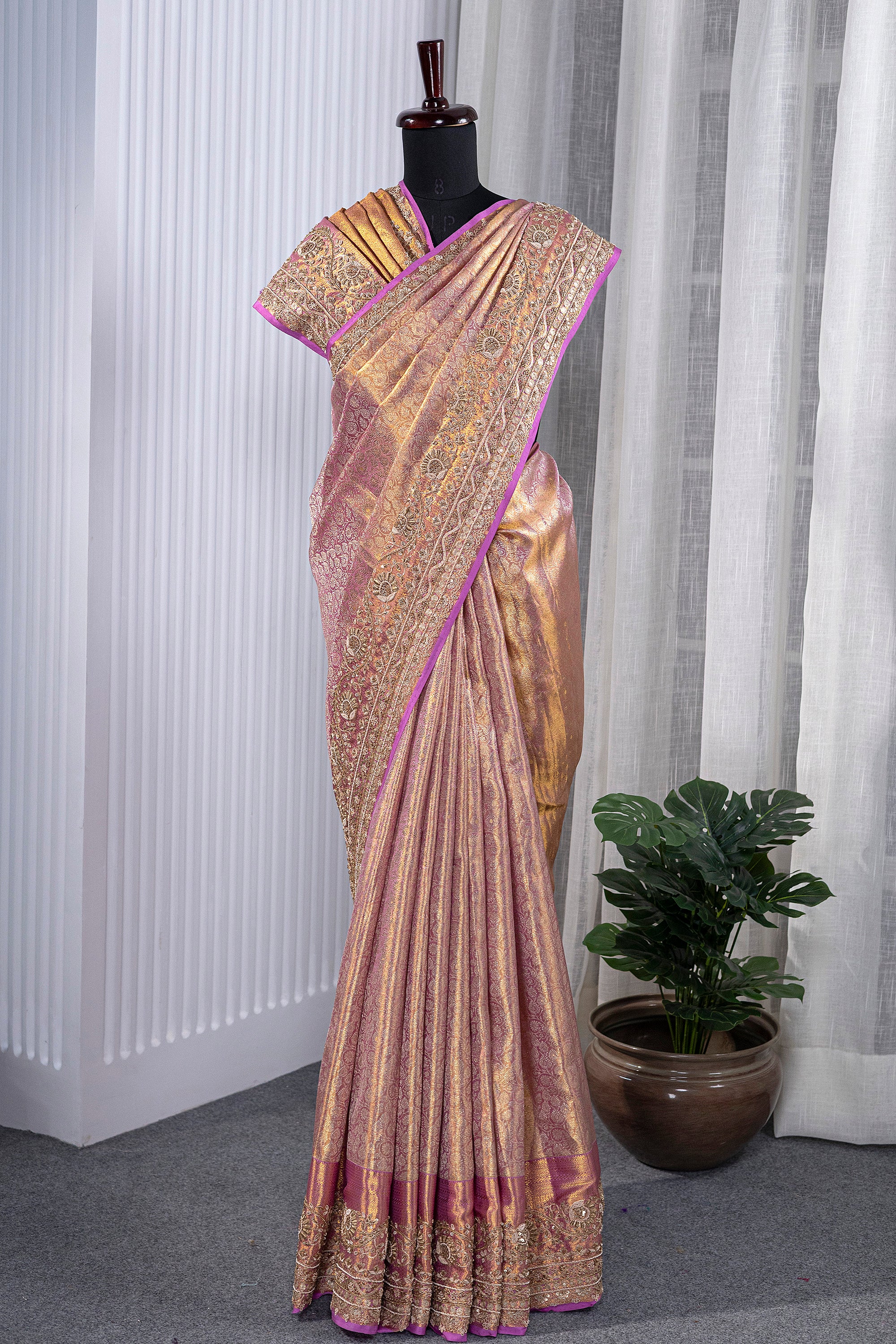 Exclusive Tissue Kanjivaram Zardosi Work