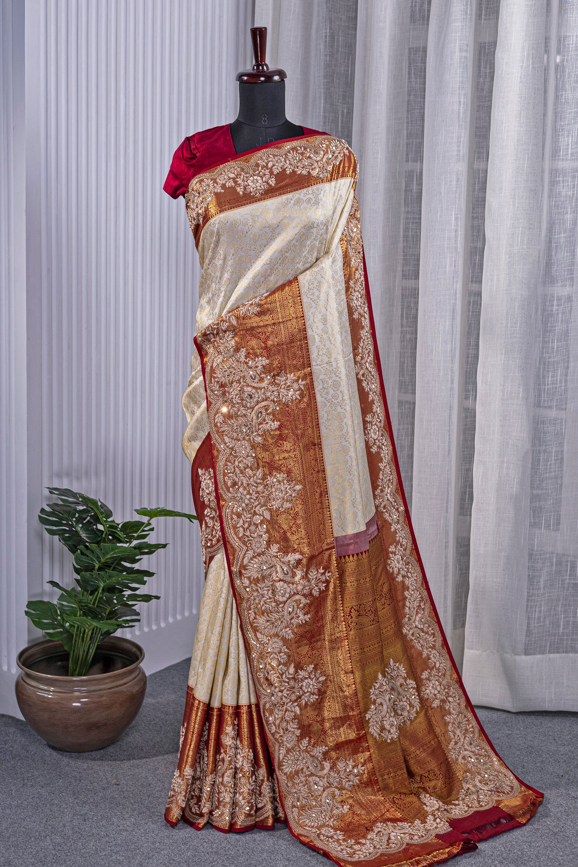 Exclusive Tissue Kanjivaram Zardosi Work