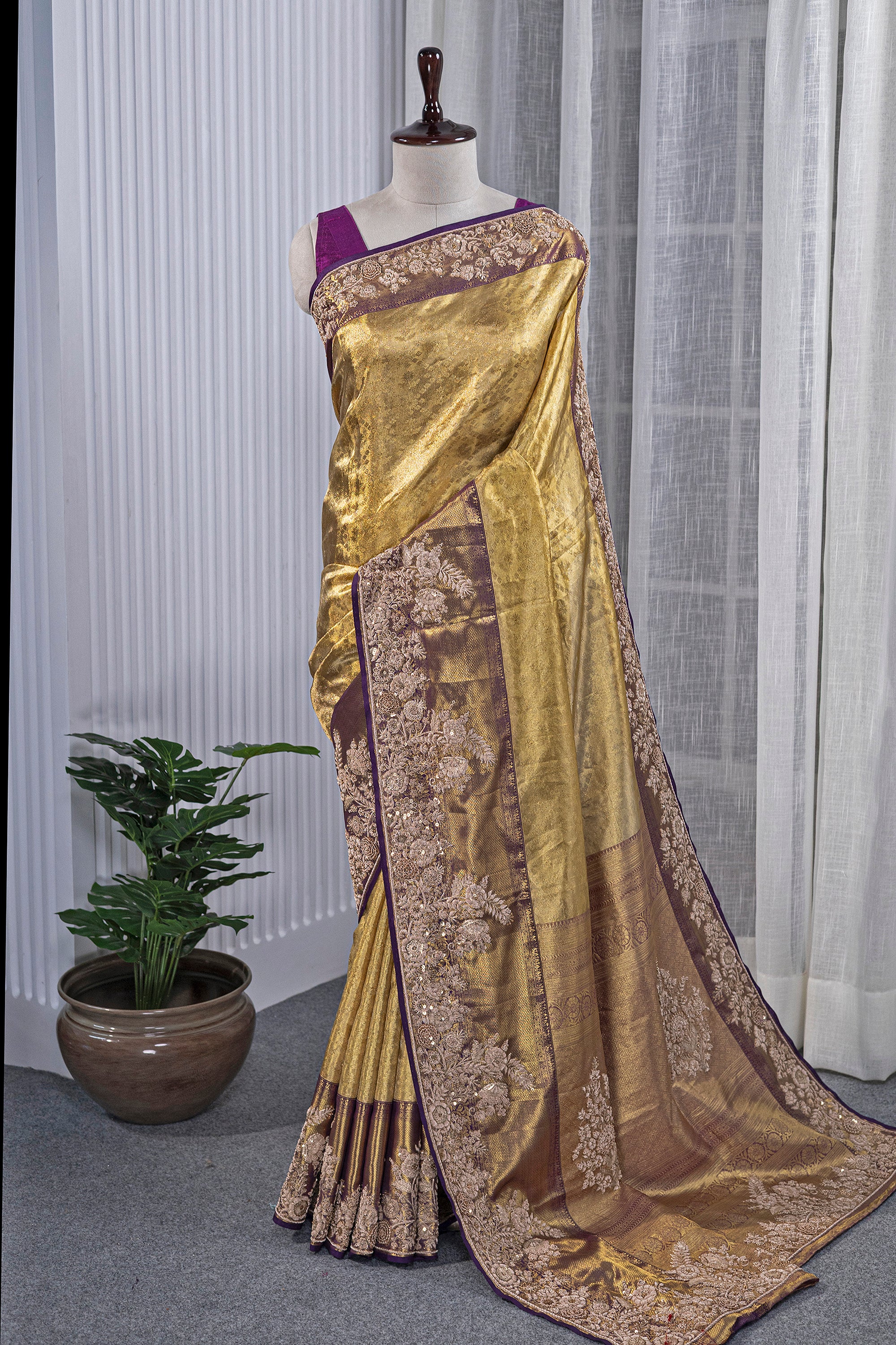 Exclusive Tissue Kanjivaram Zardosi Work