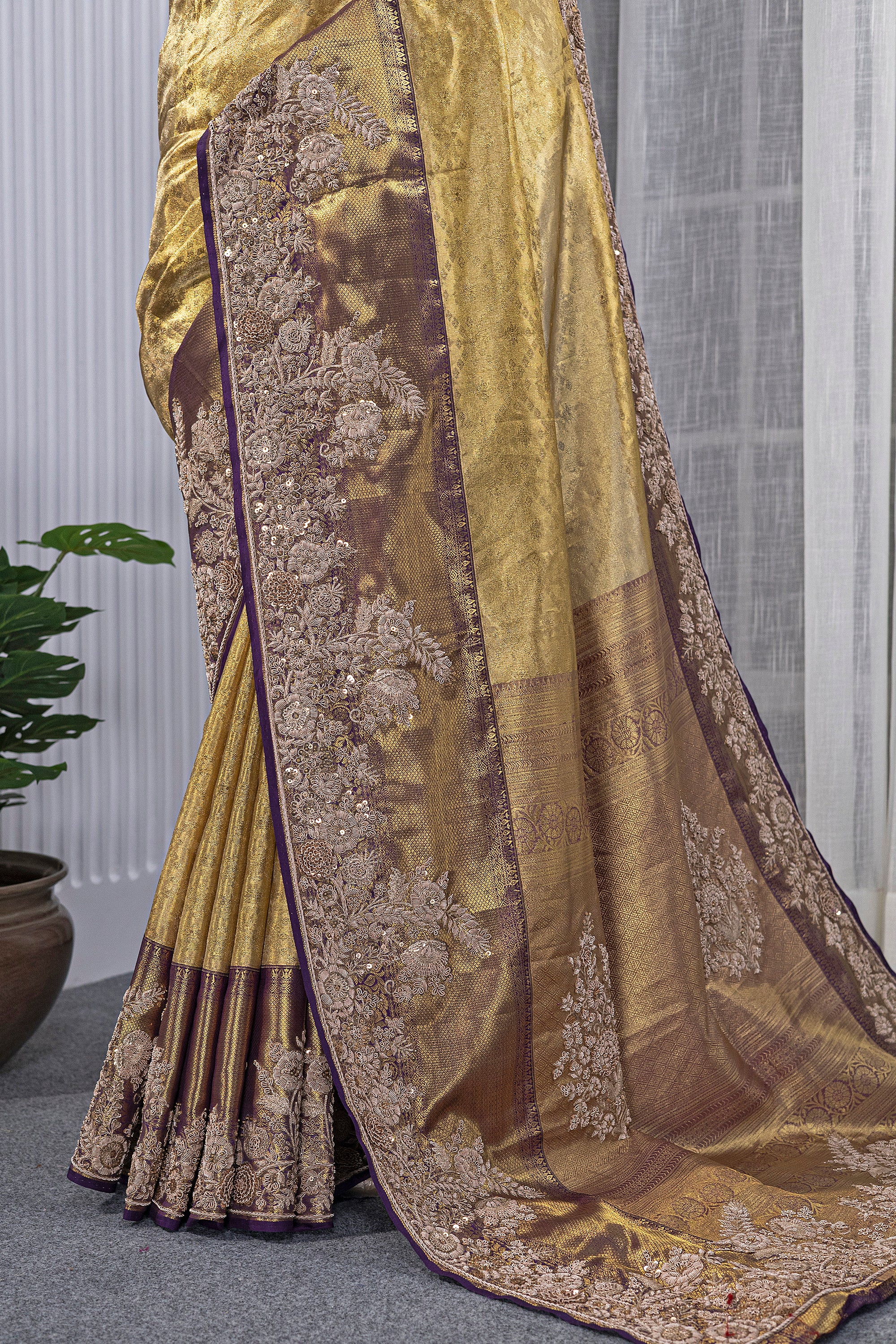 Exclusive Tissue Kanjivaram Zardosi Work