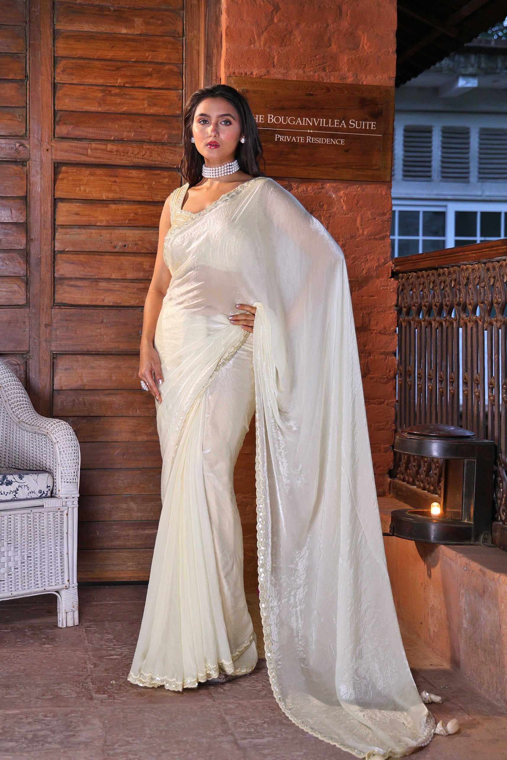 Chiffon Satin With Blouse Piece