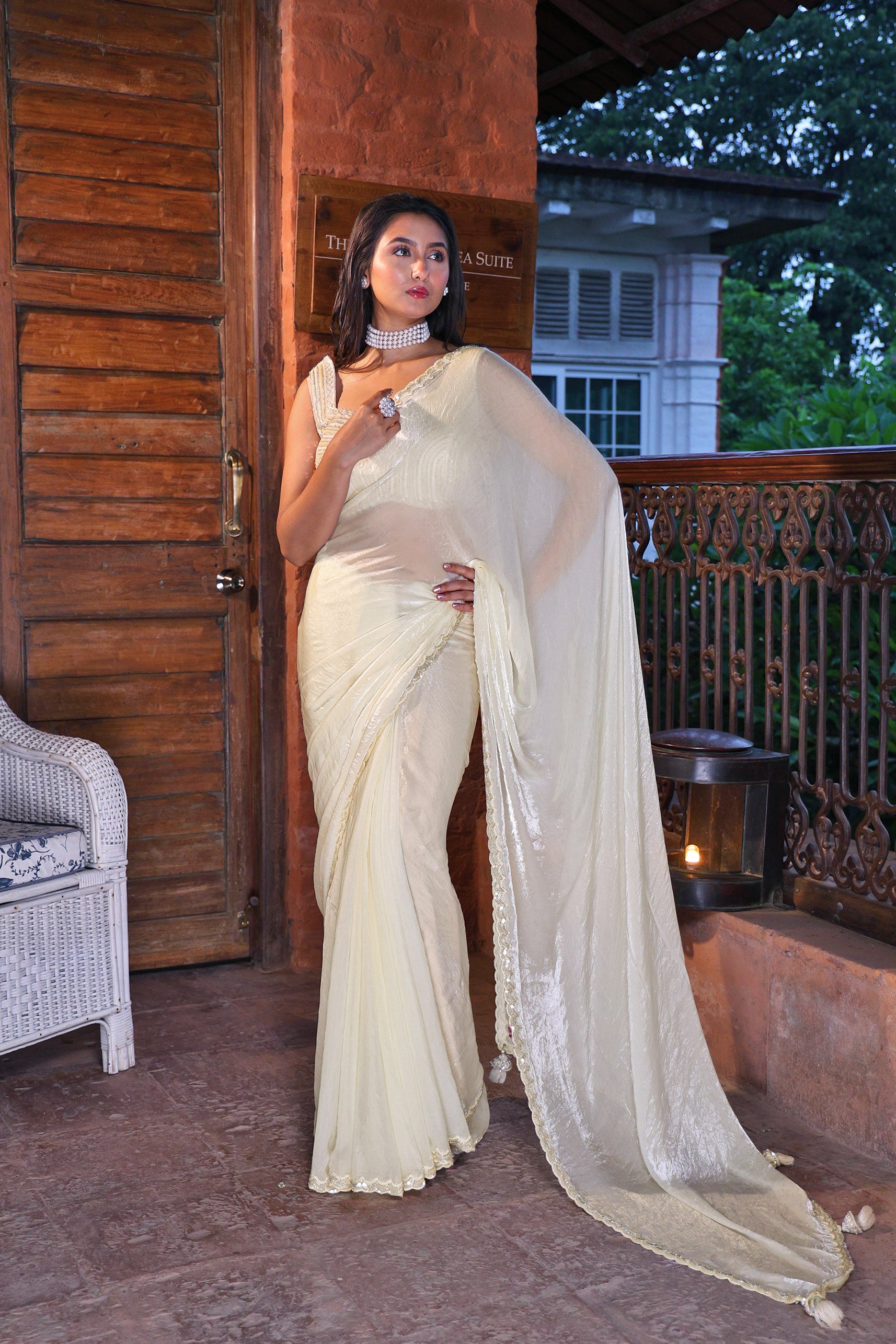 Chiffon Satin With Blouse Piece