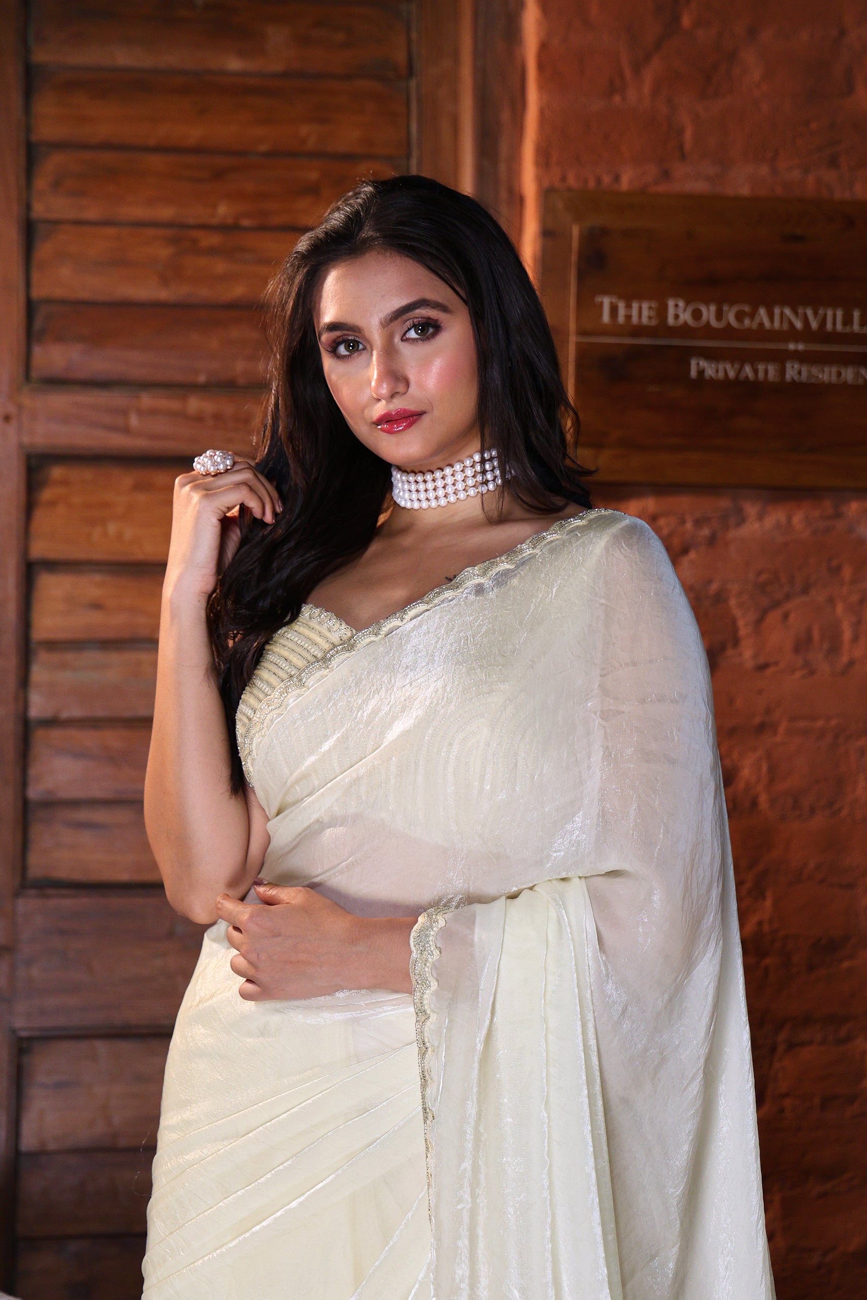 Chiffon Satin With Blouse Piece