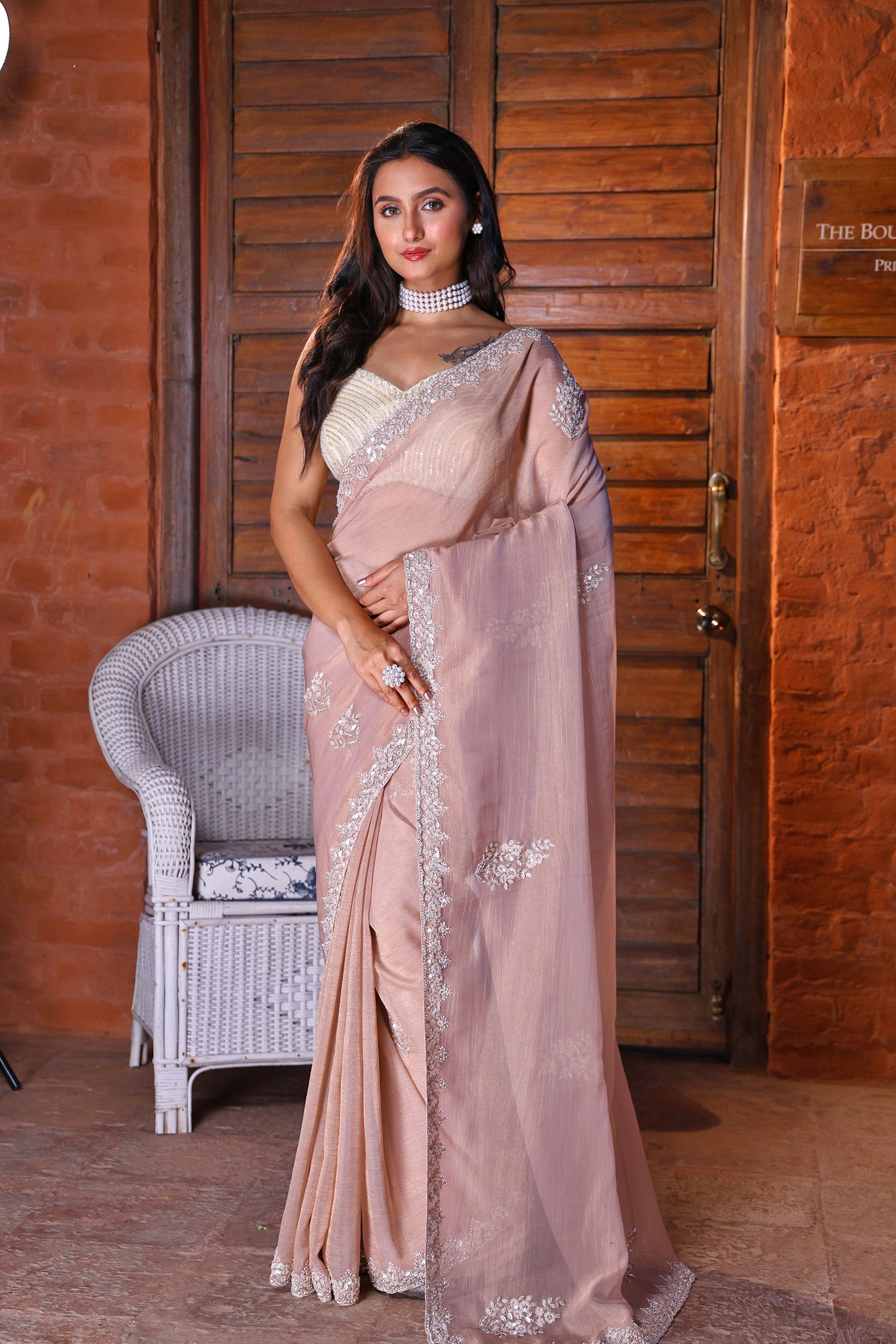 Crush Tissue Zardosi Work