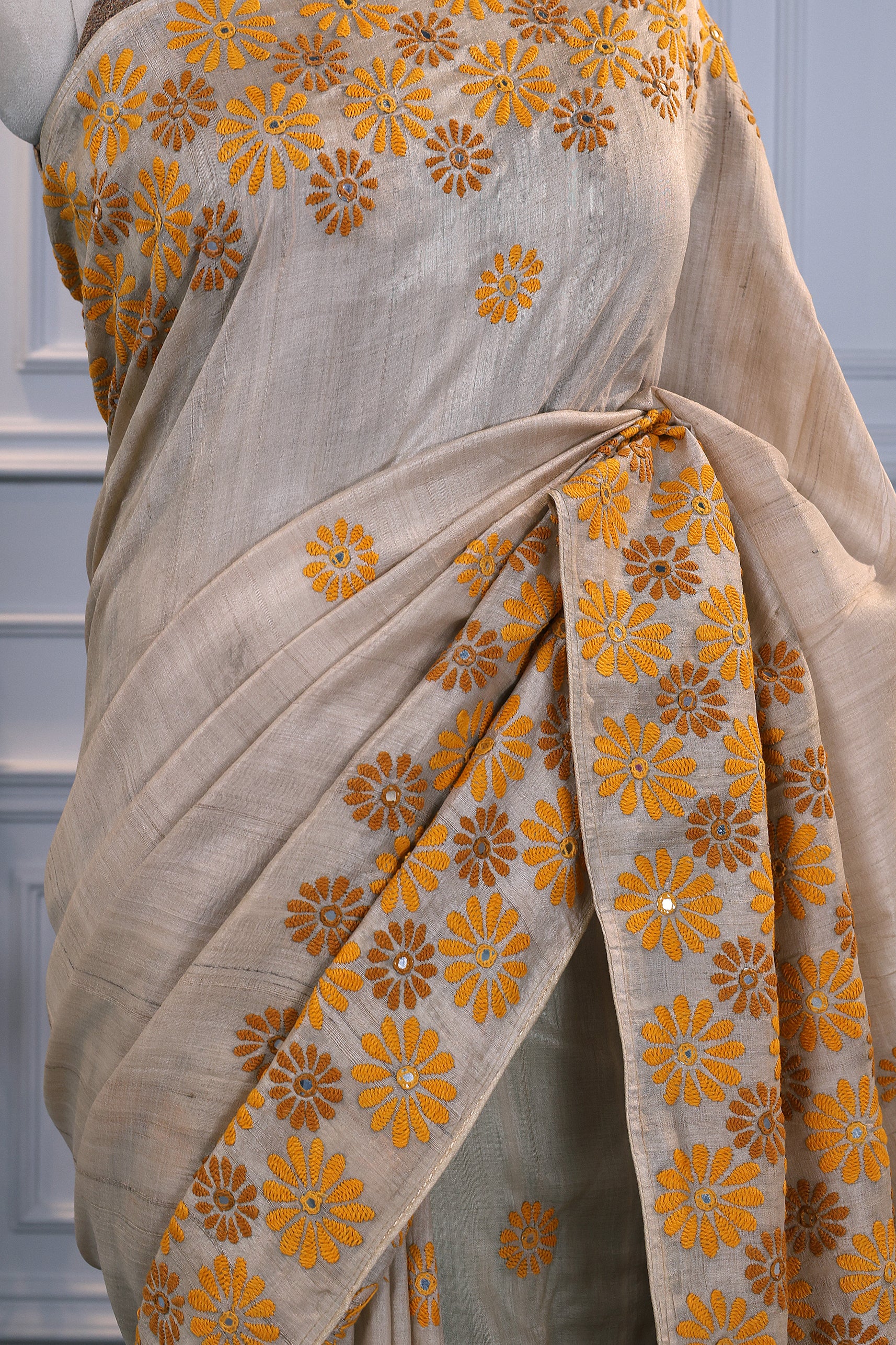 Tussar Hand Embroidery