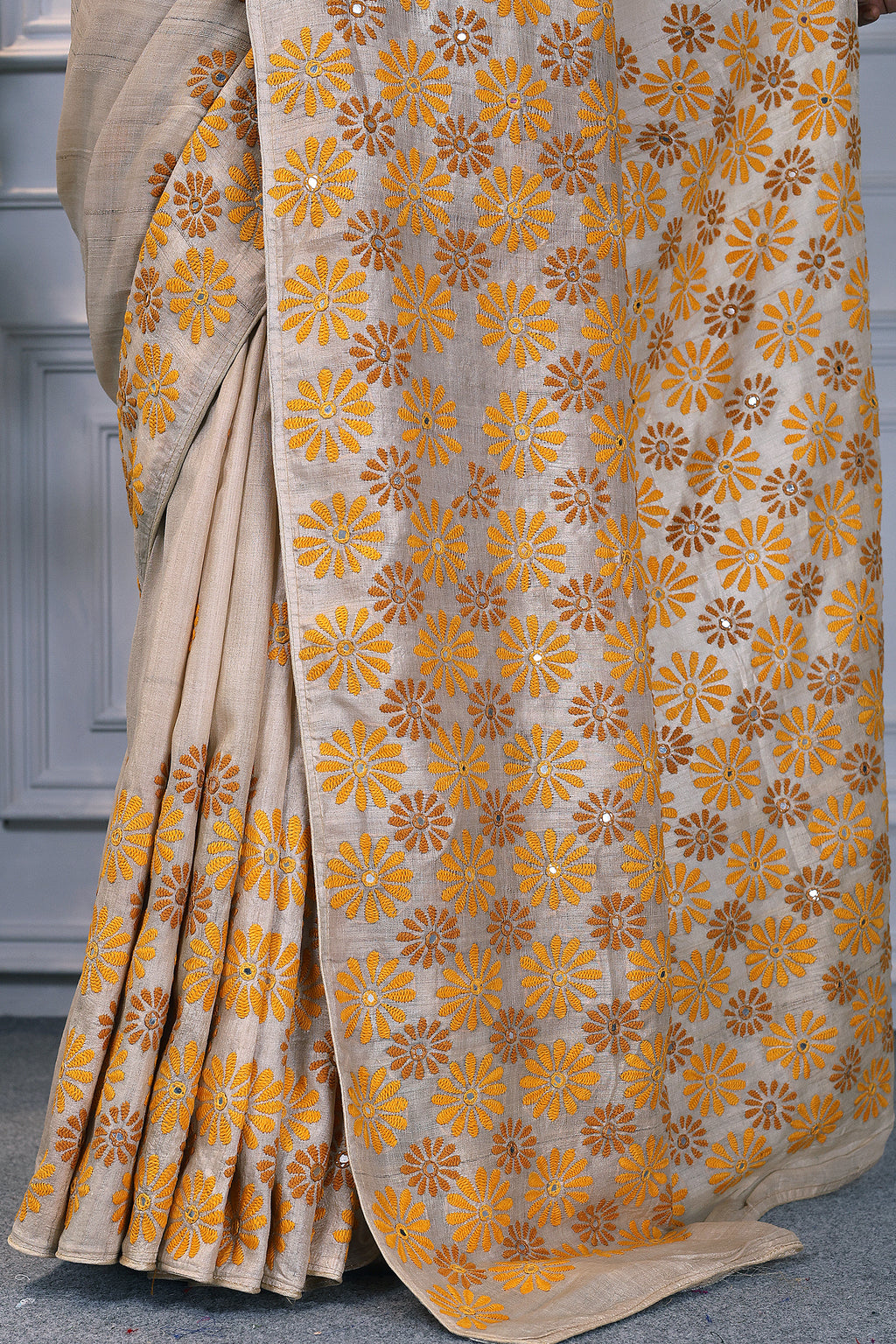 Tussar Hand Embroidery