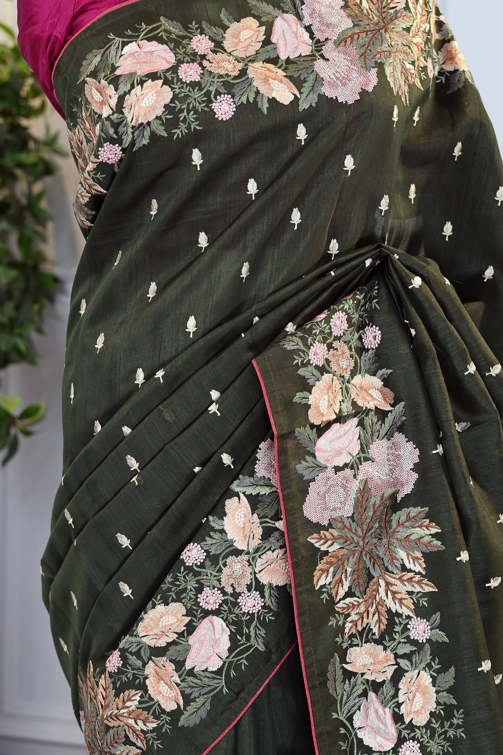 Semi Tussar Embroidery