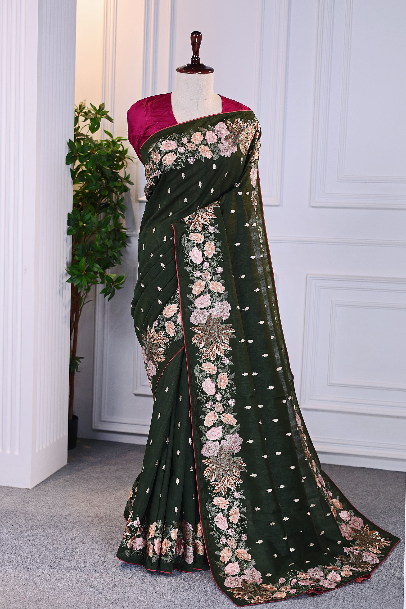 Semi Tussar Embroidery