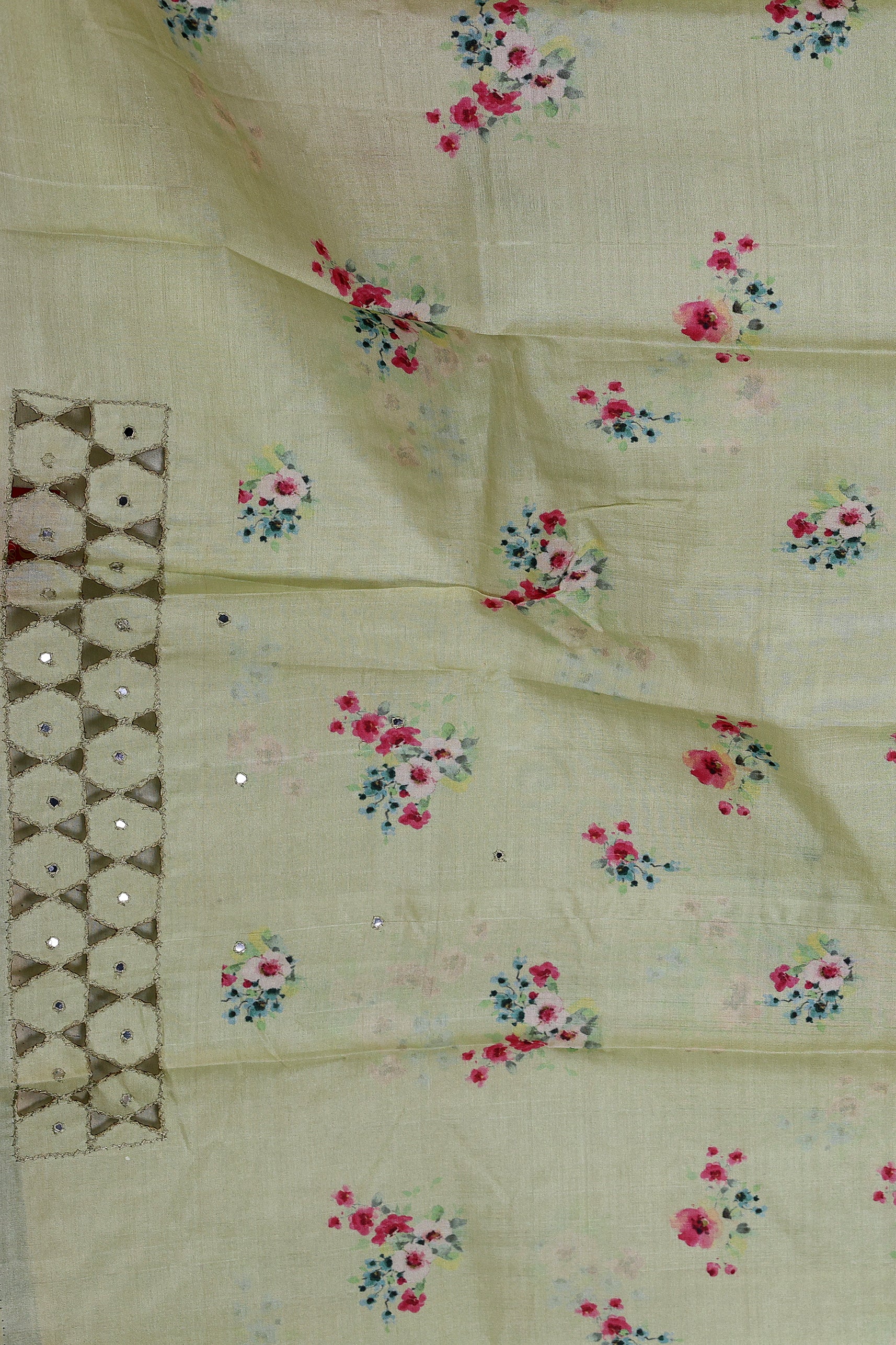 Tussar Digital Print Cutwork