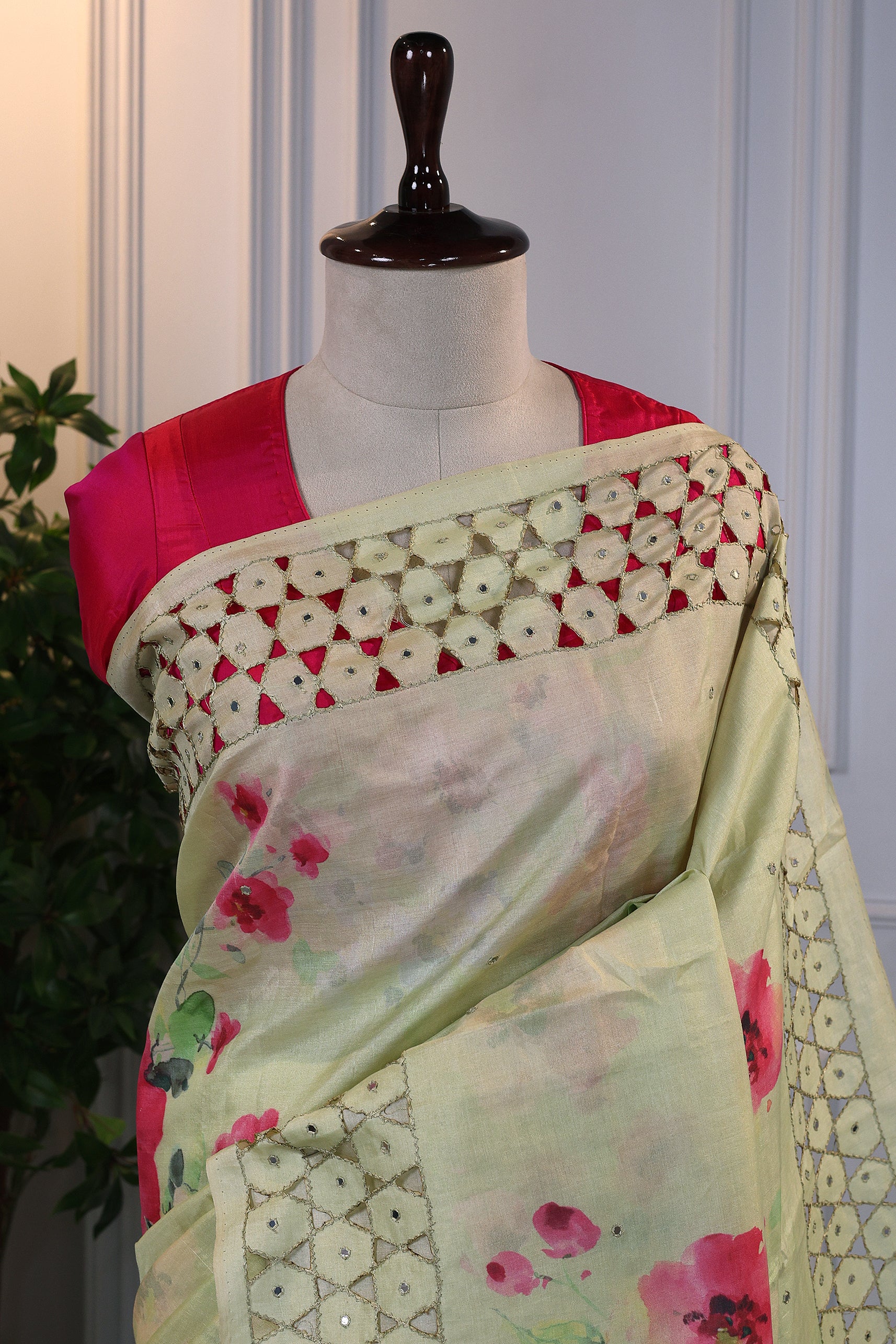 Tussar Digital Print Cutwork