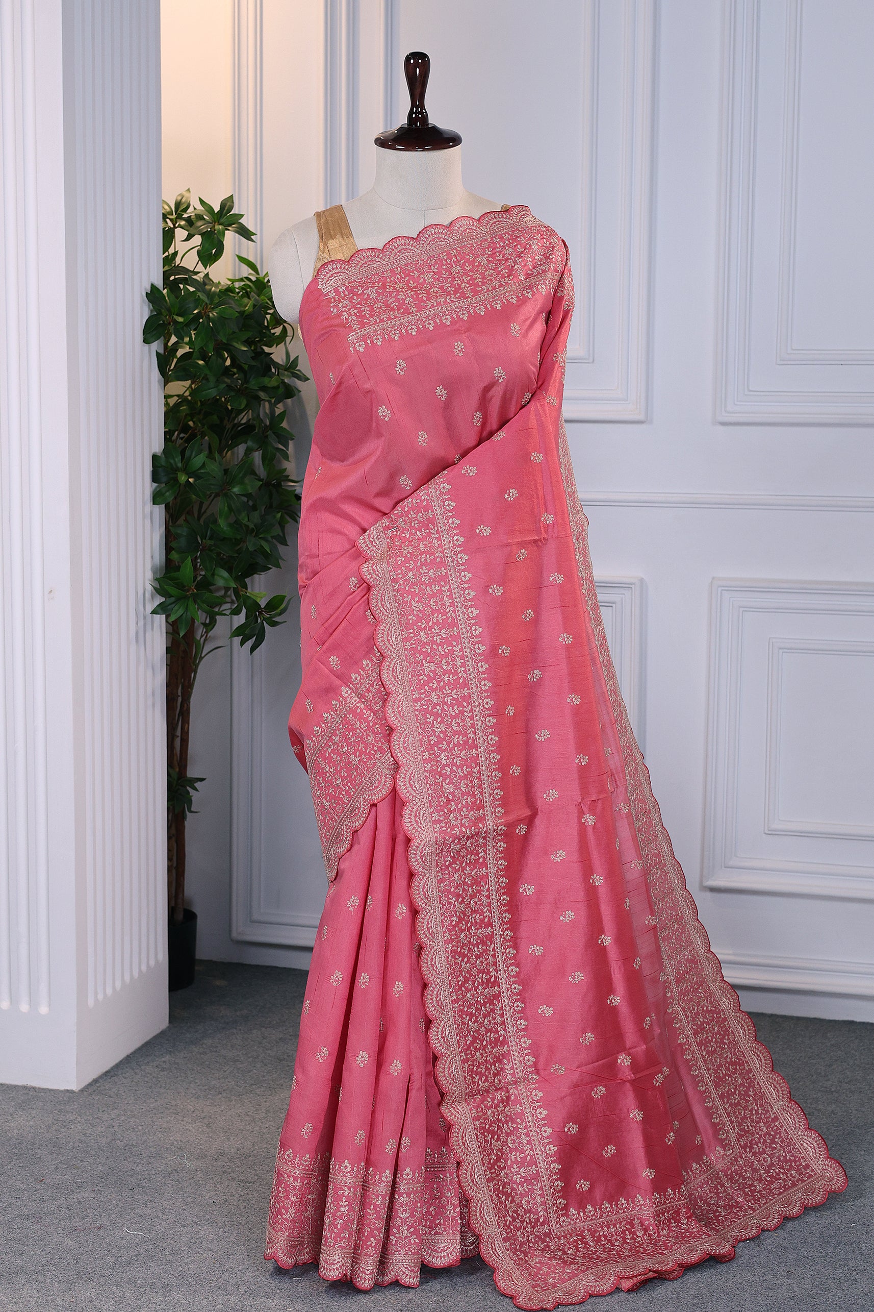 Semi Tussar Pita Zari Work