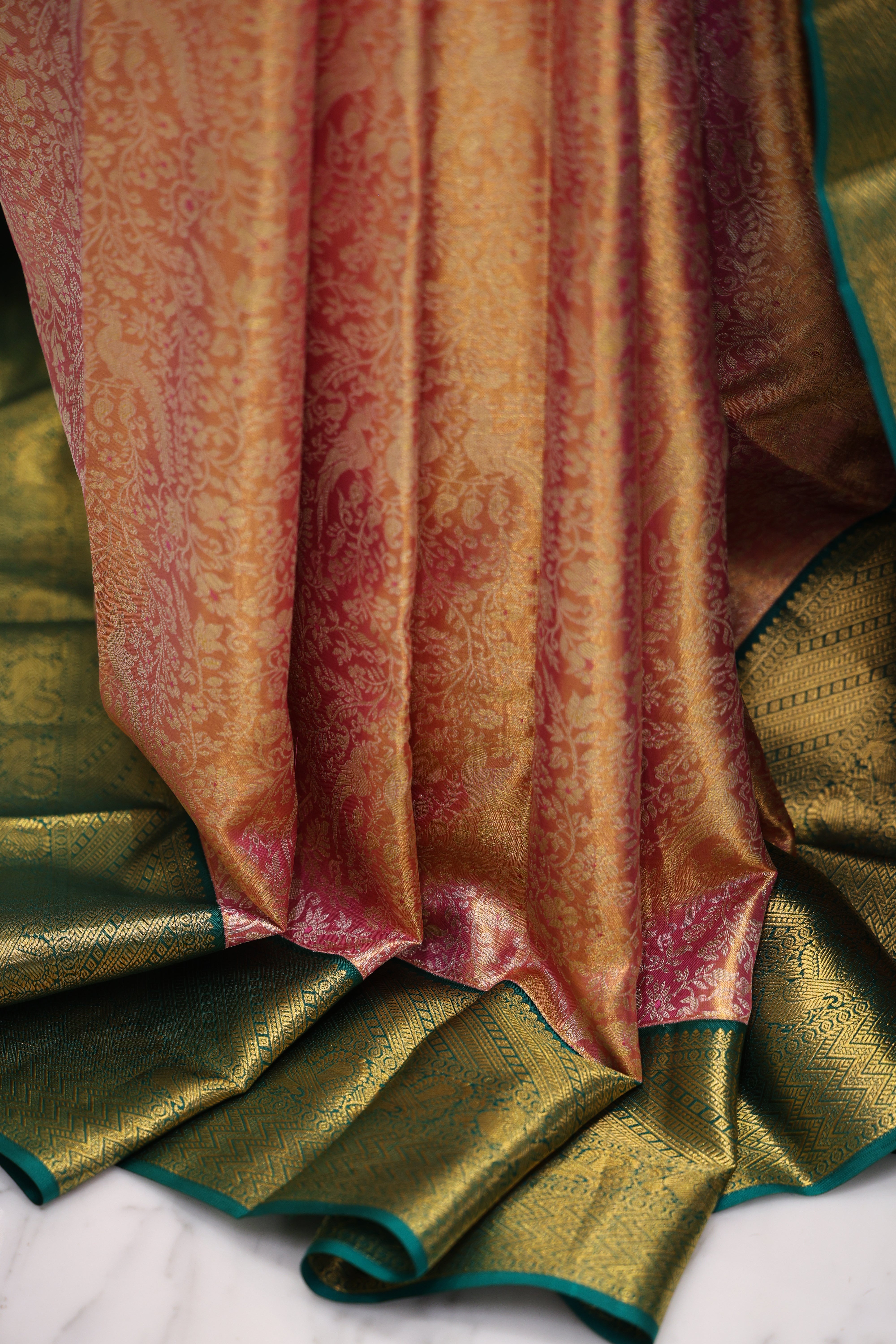 Tissue Kanjivaram Golden Pink