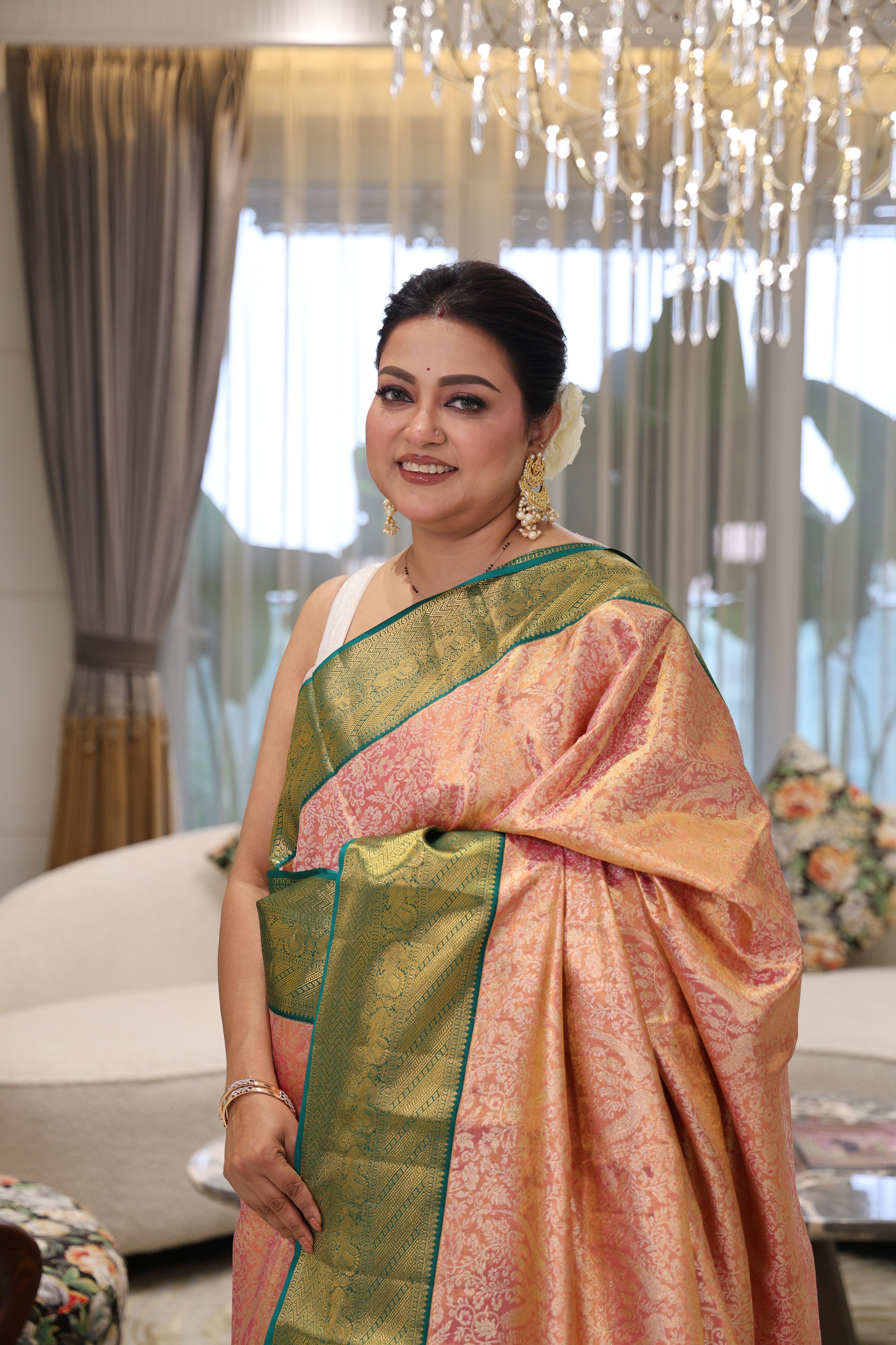 Tissue Kanjivaram Golden Pink