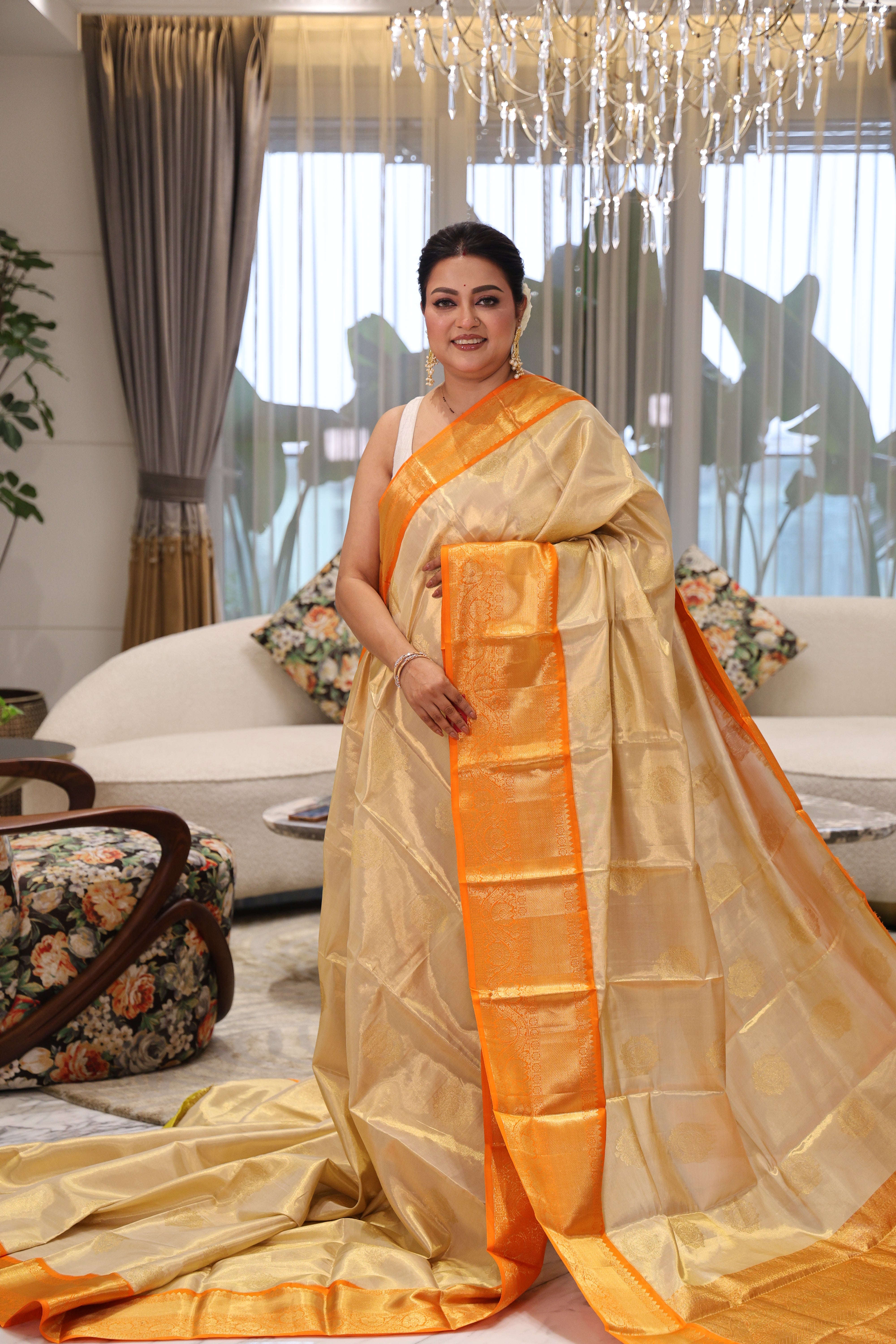 Tissue Kanjivaram Golden