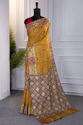 Tussar Gujarati Aari Work With Cutwork