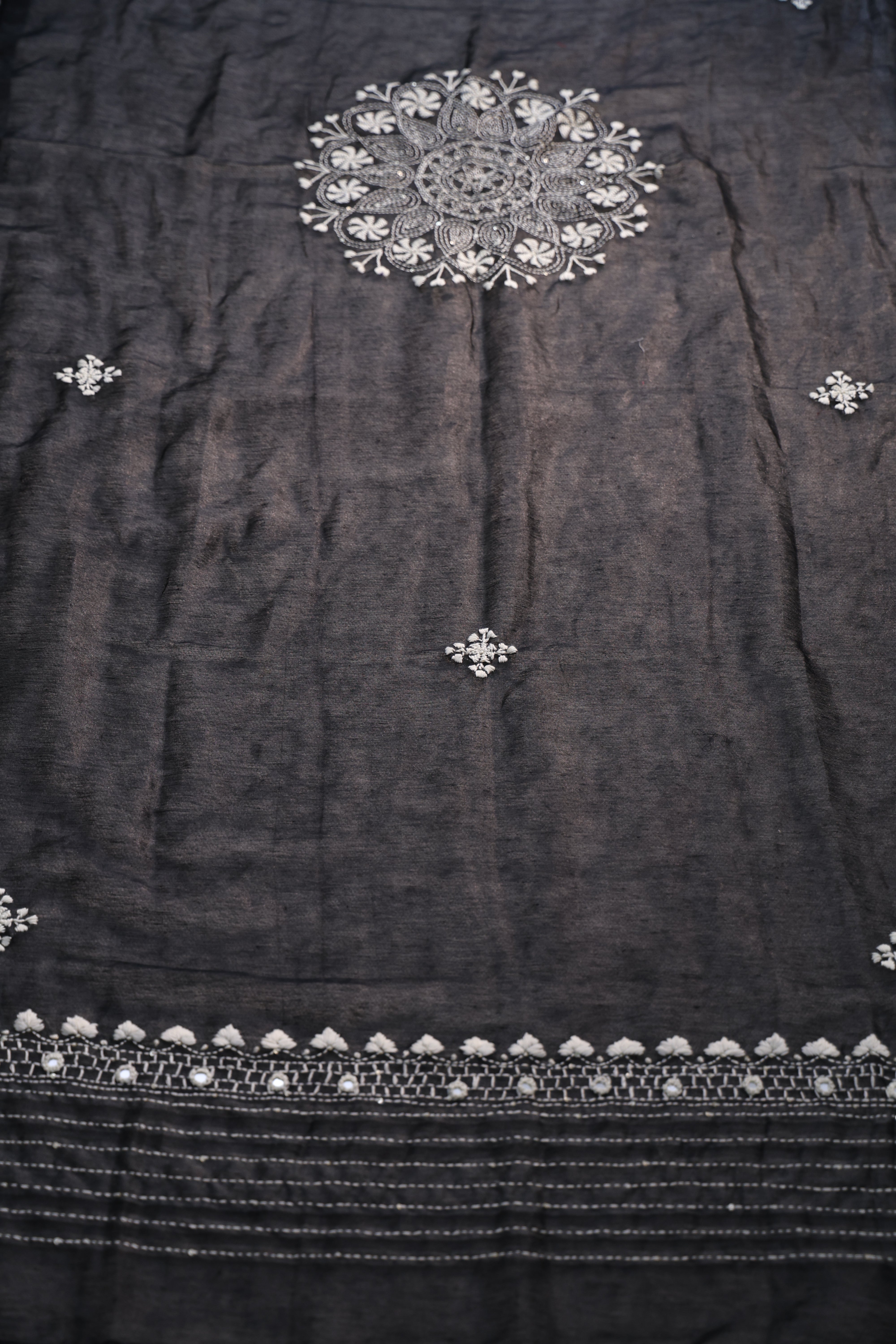 Linen Handwork Suit Piece Black