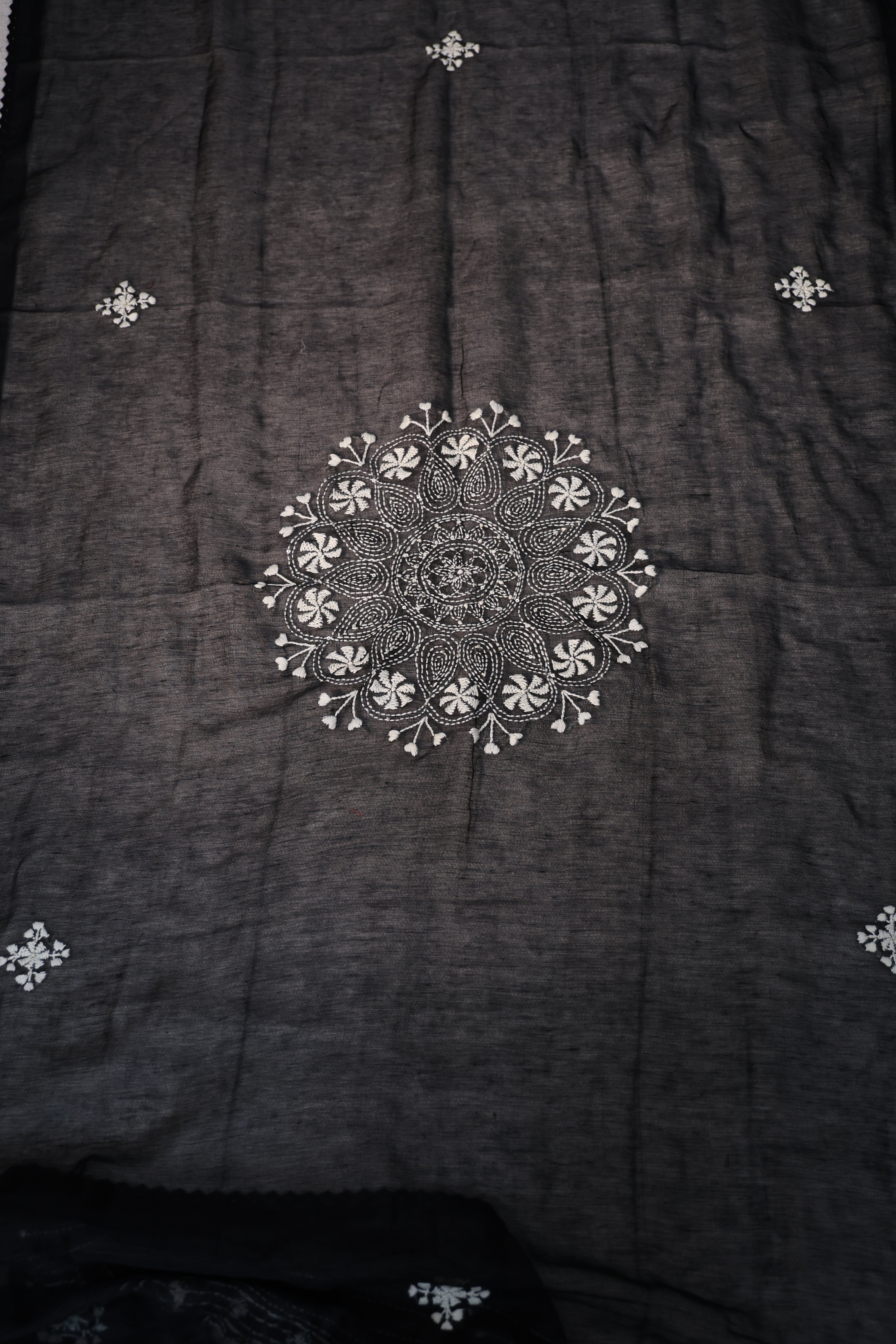Linen Handwork Suit Piece Black