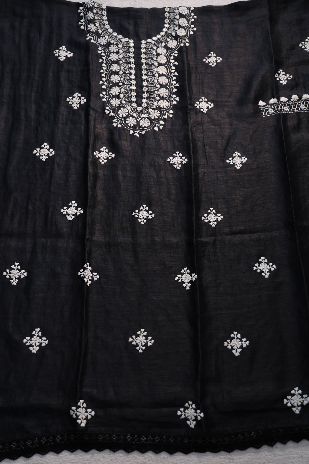 Linen Handwork Suit Piece Black