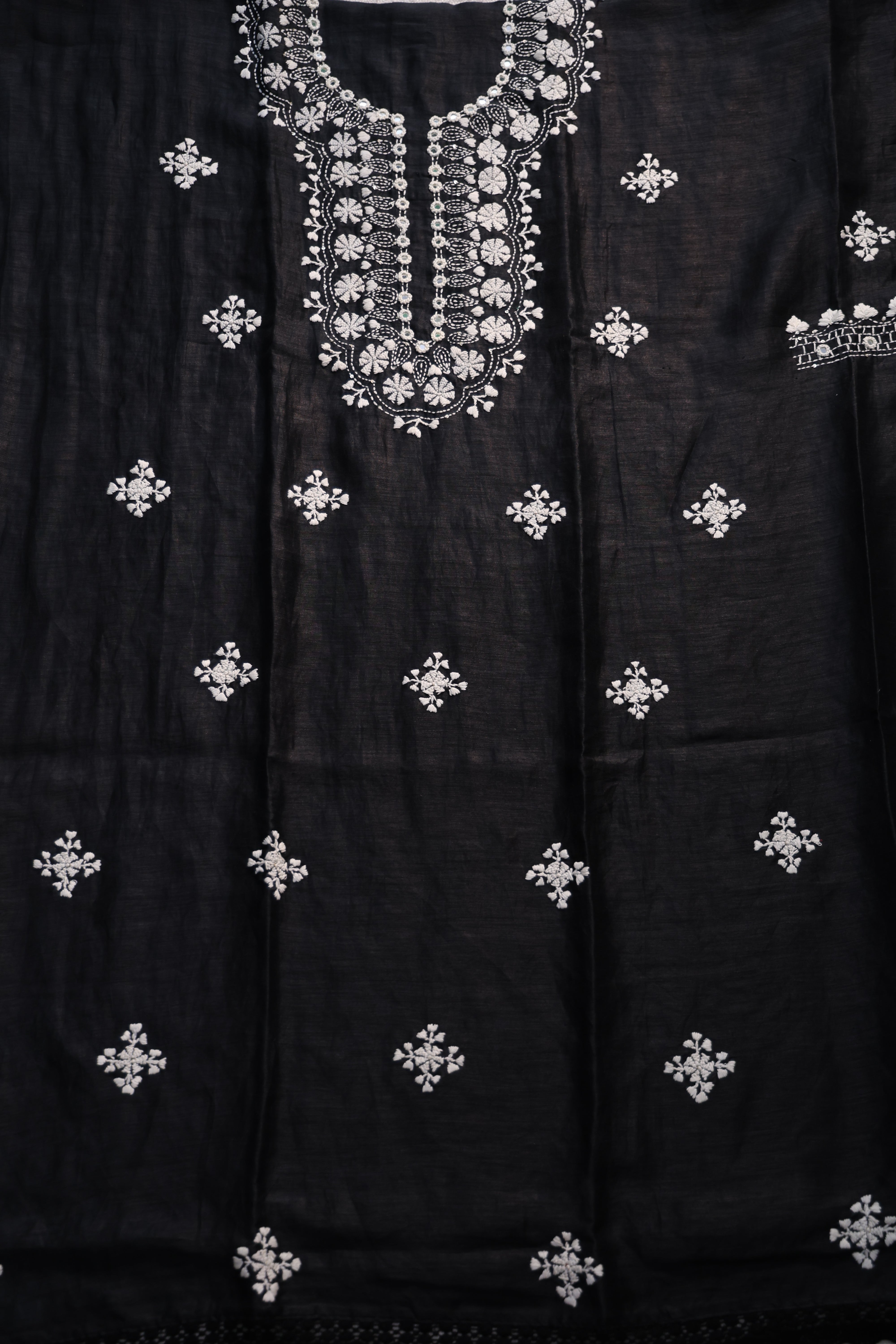 Linen Handwork Suit Piece Black