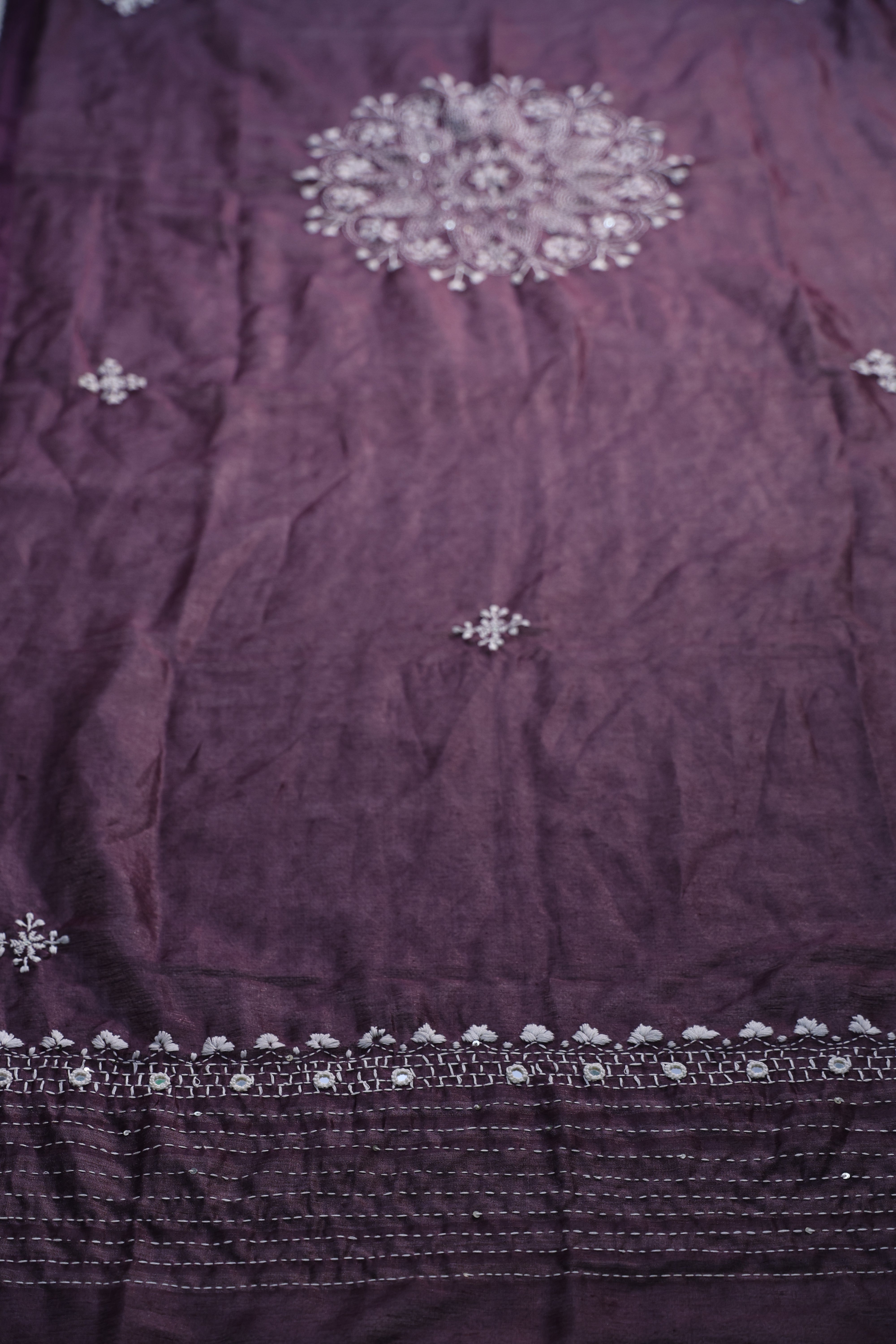 Linen Handwork Suit Piece Purple