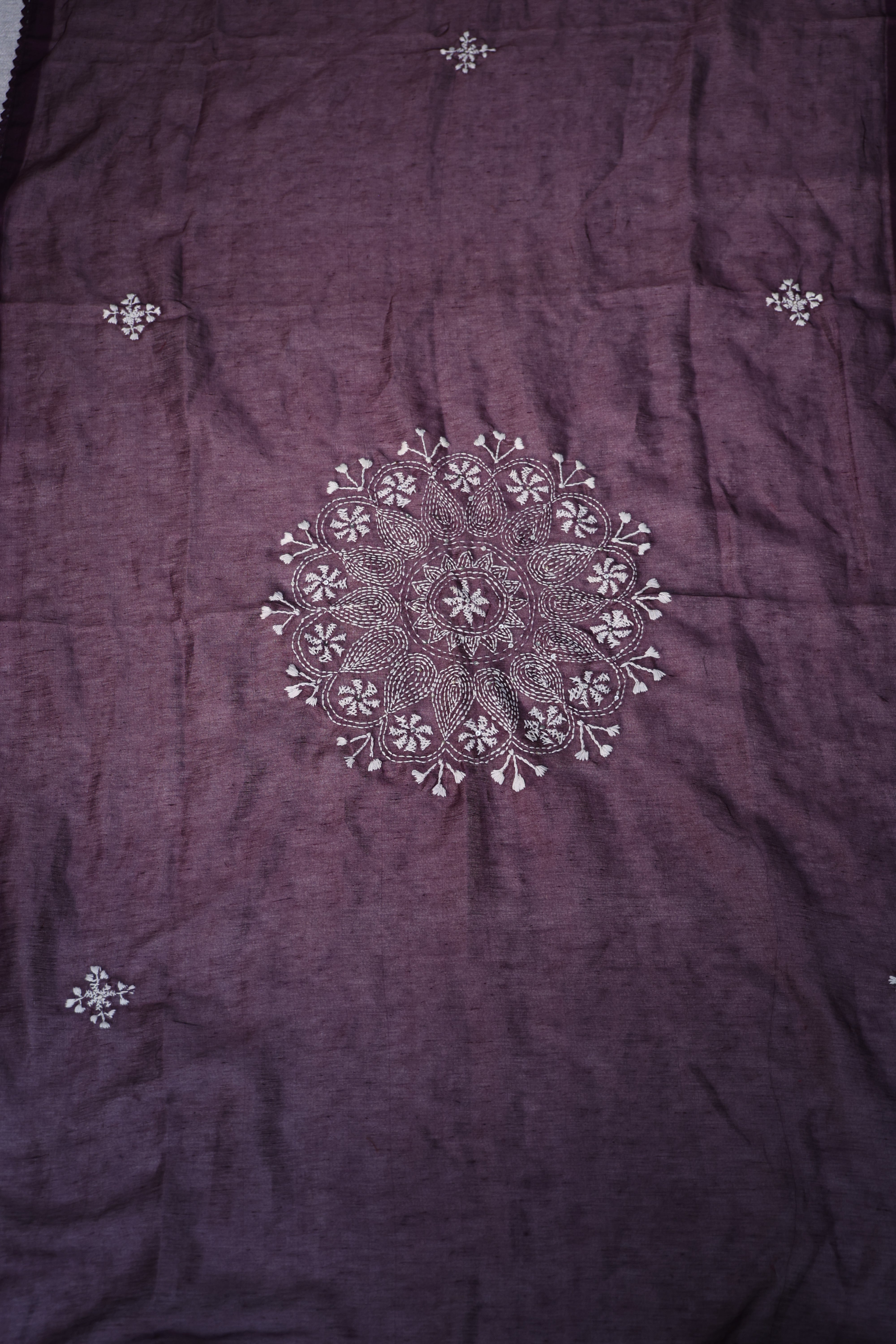 Linen Handwork Suit Piece Purple