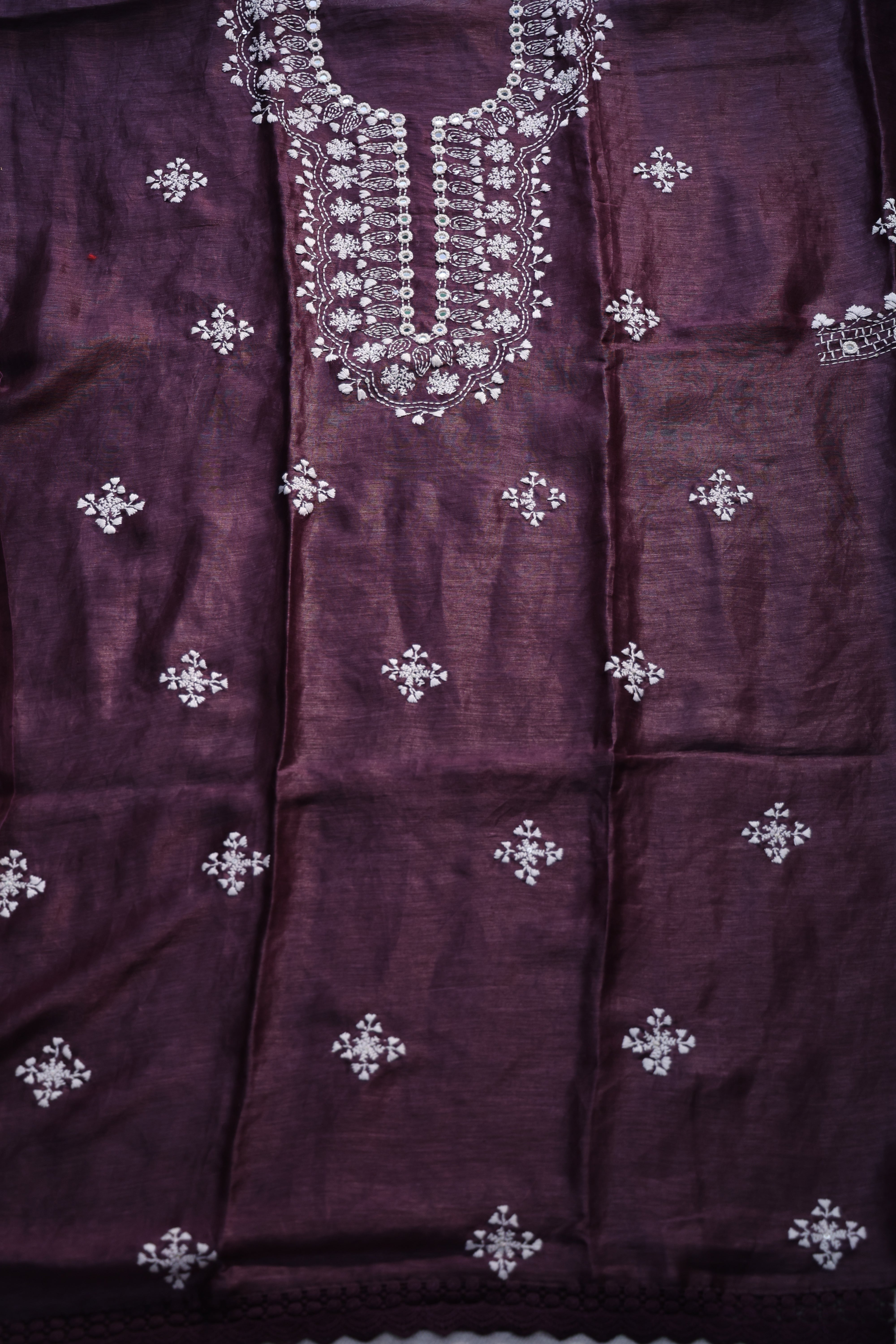 Linen Handwork Suit Piece Purple