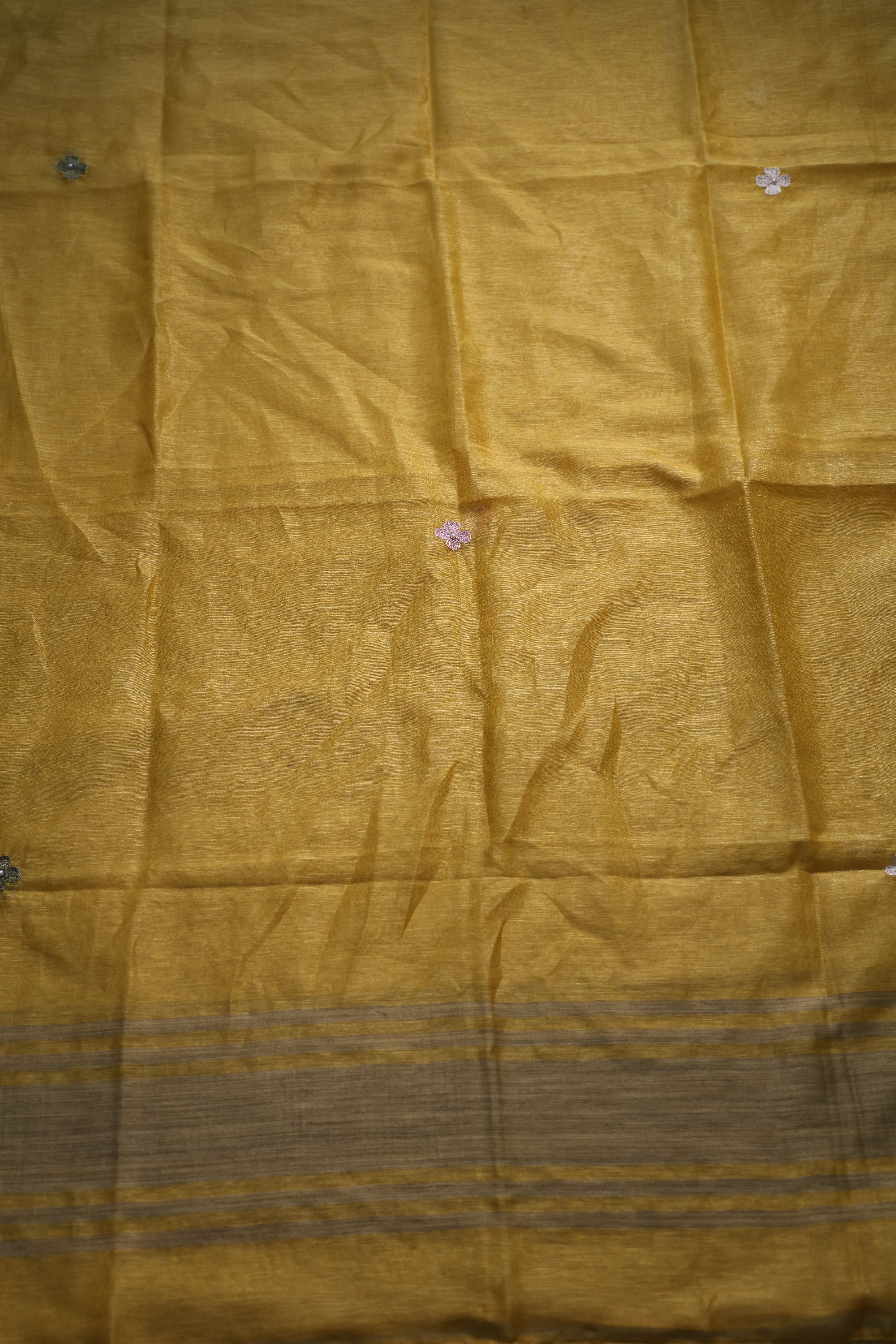 Linen Handwork Suit Piece Yellow