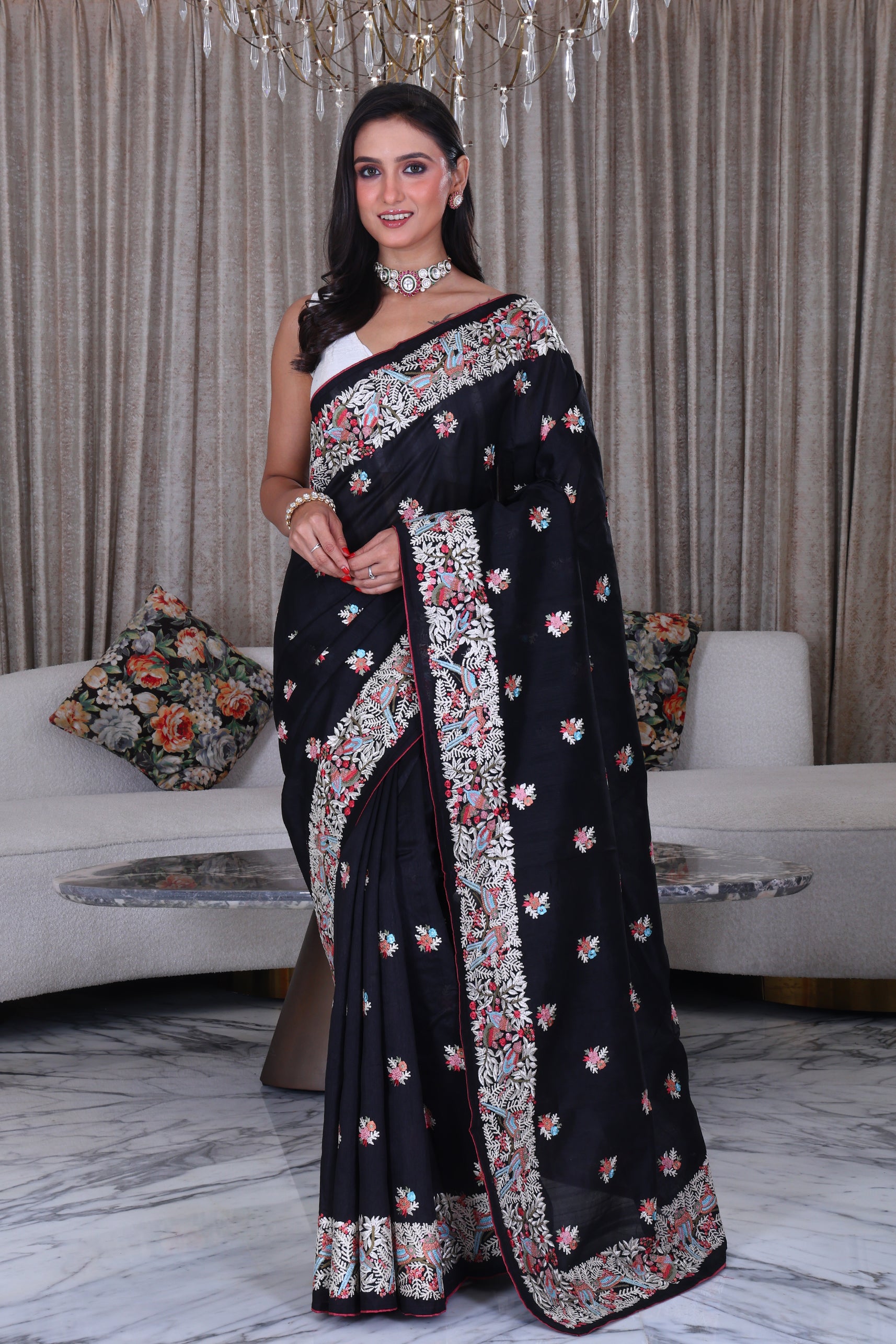 Semi Tussar Embroidery