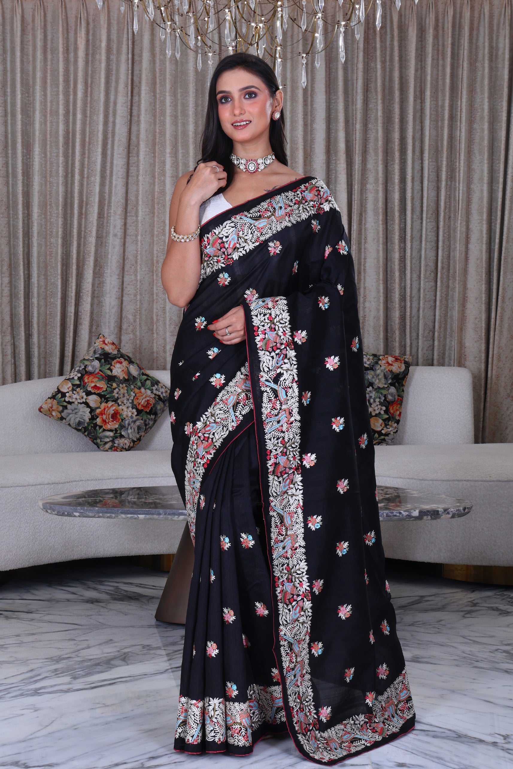 Semi Tussar Embroidery