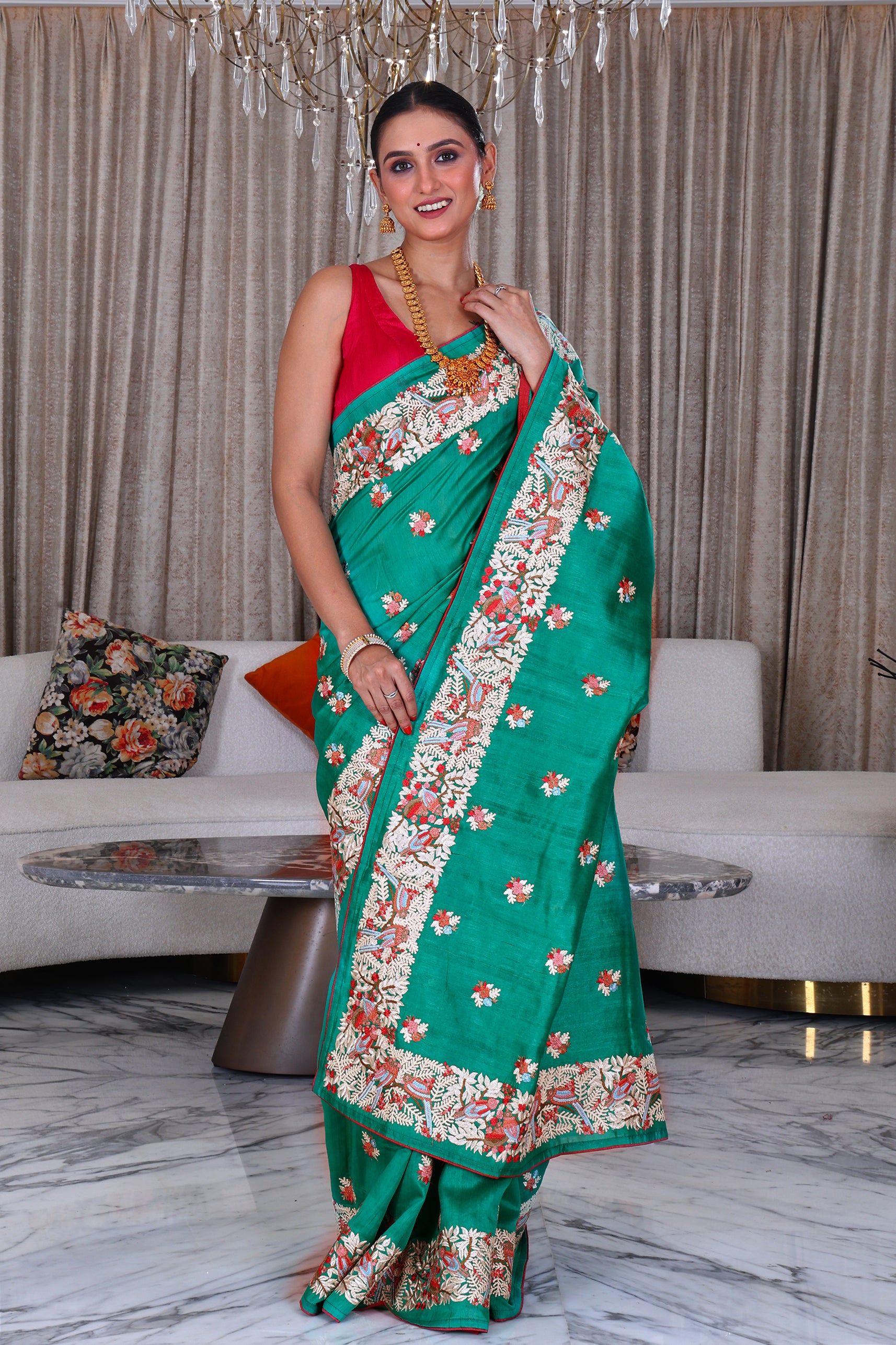 Semi Tussar Embroidery