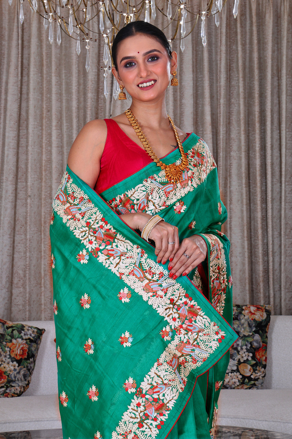 Semi Tussar Embroidery