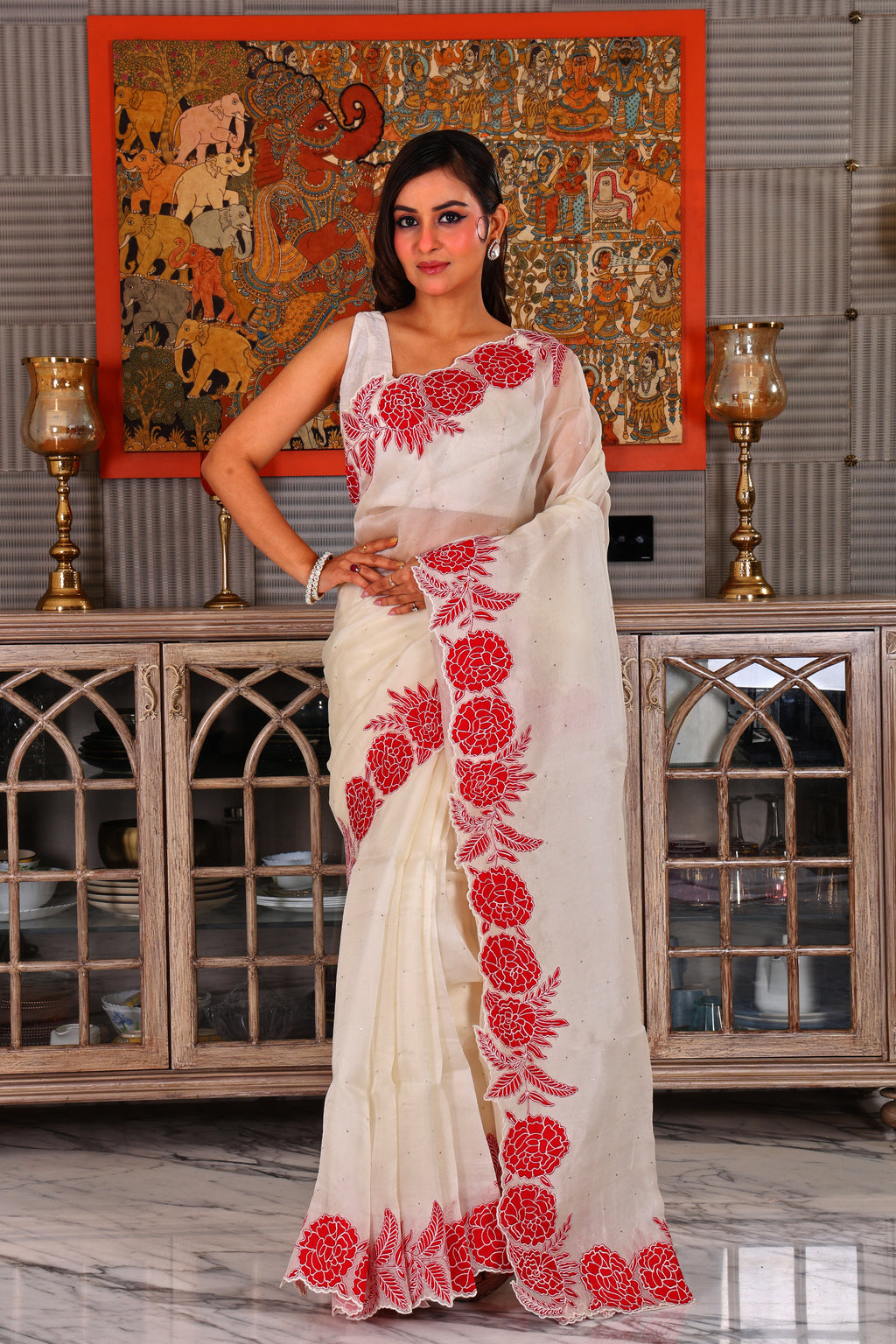 Pure Organza Applique Work