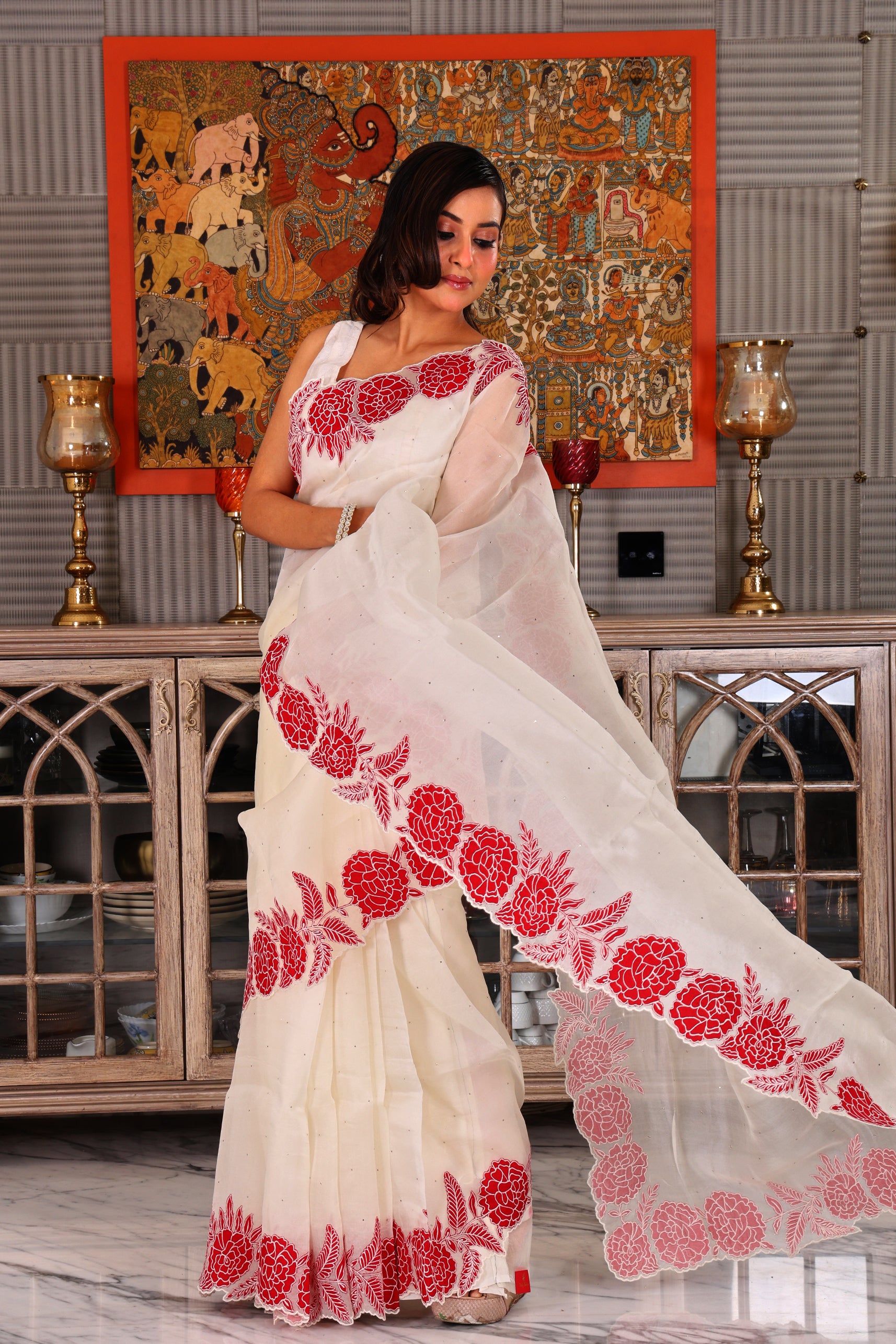 Pure Organza Applique Work