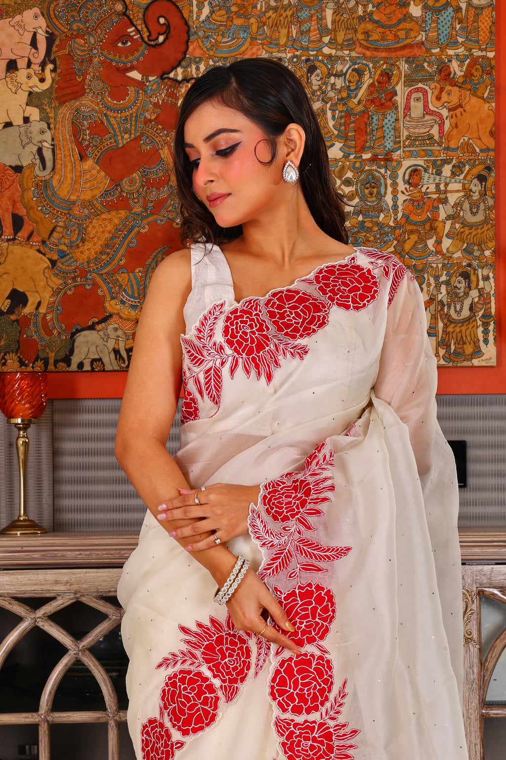 Pure Organza Applique Work
