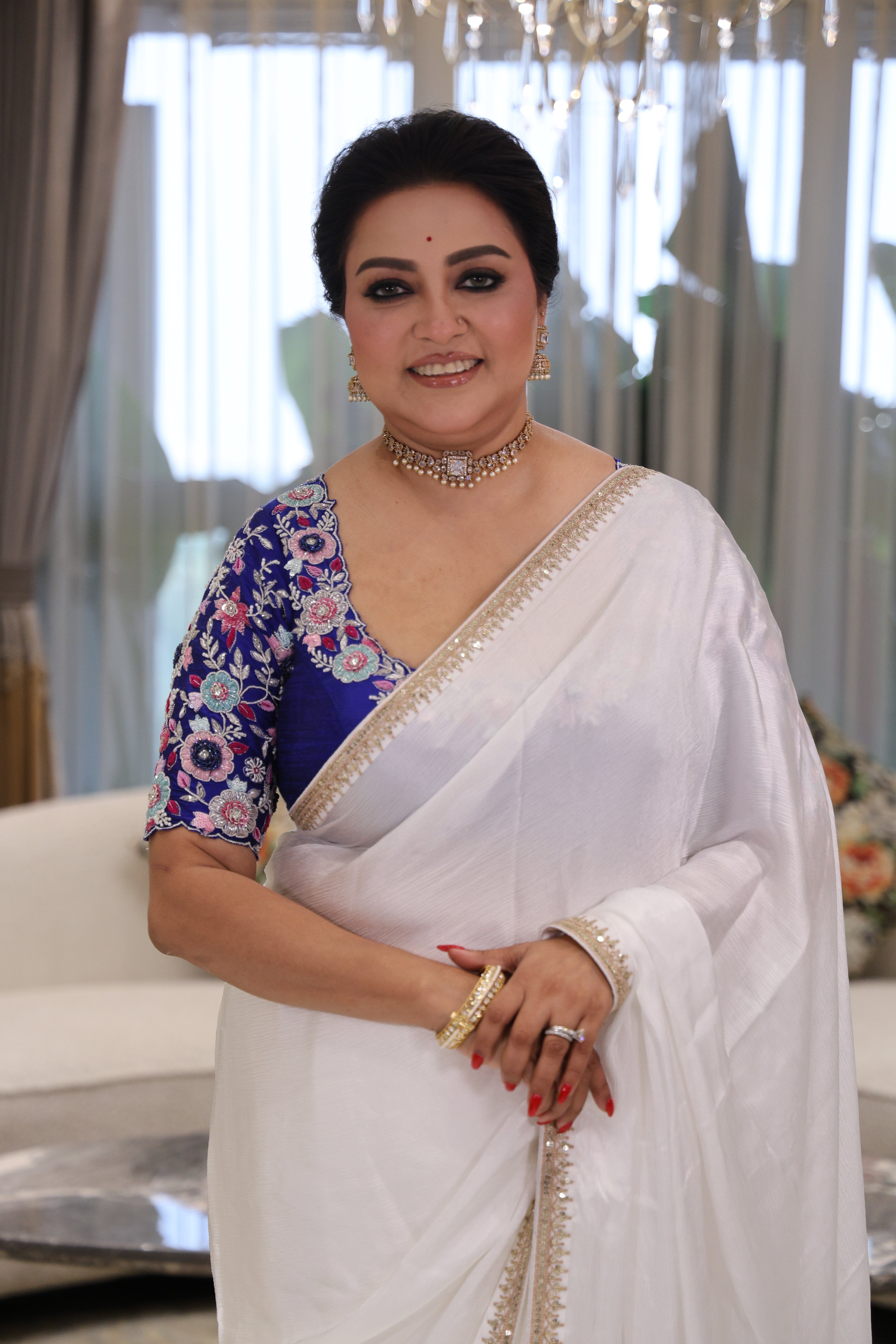 Crepe Satin Saree With Border