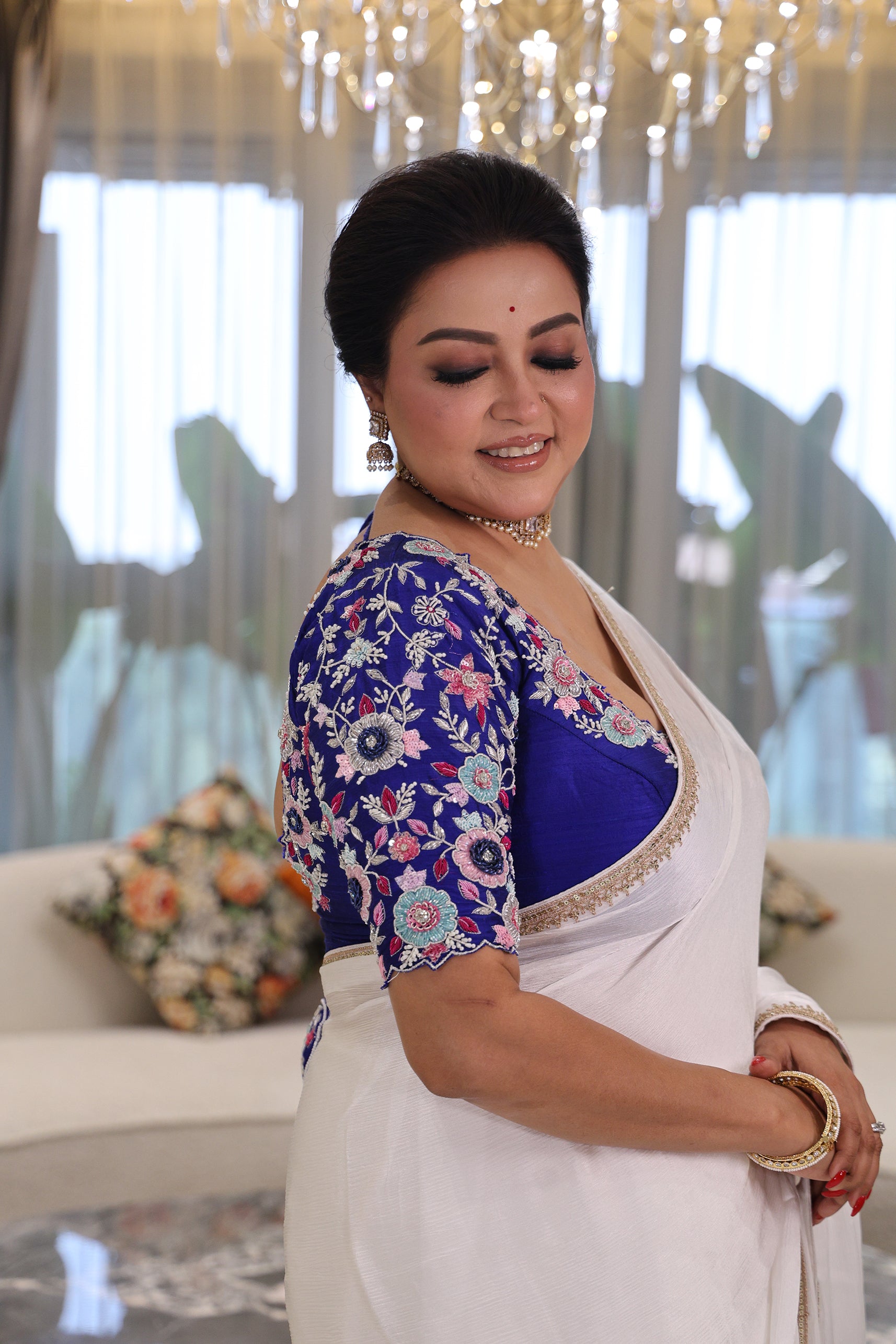 Crepe Satin Saree With Border