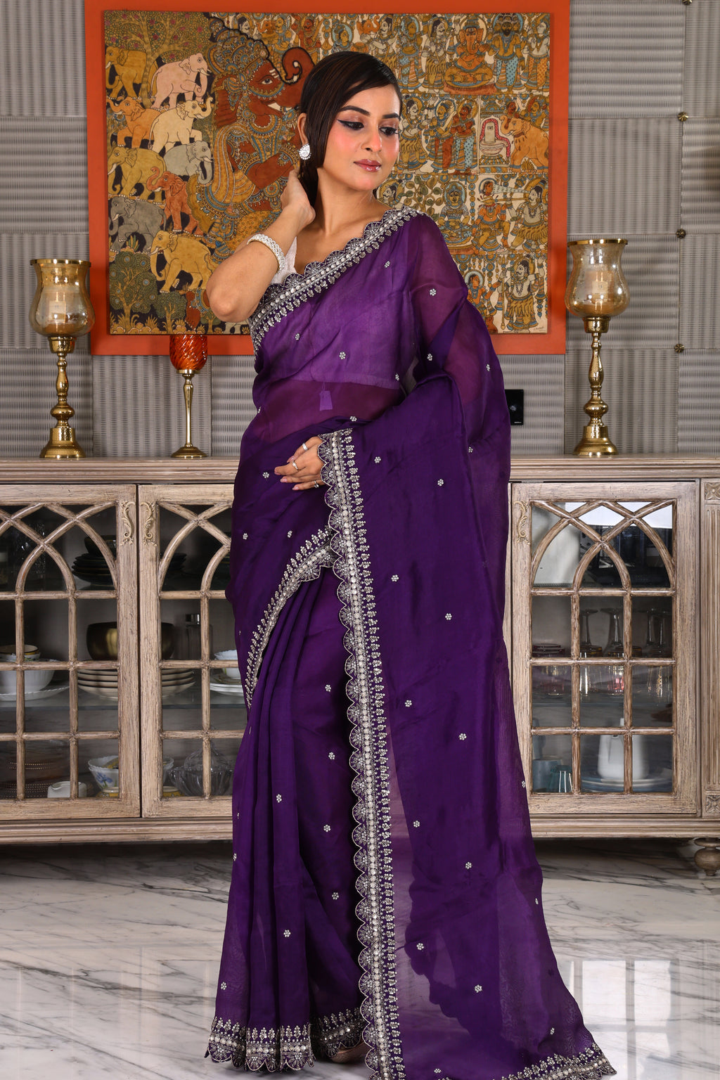 Pure Organza Zardosi Work