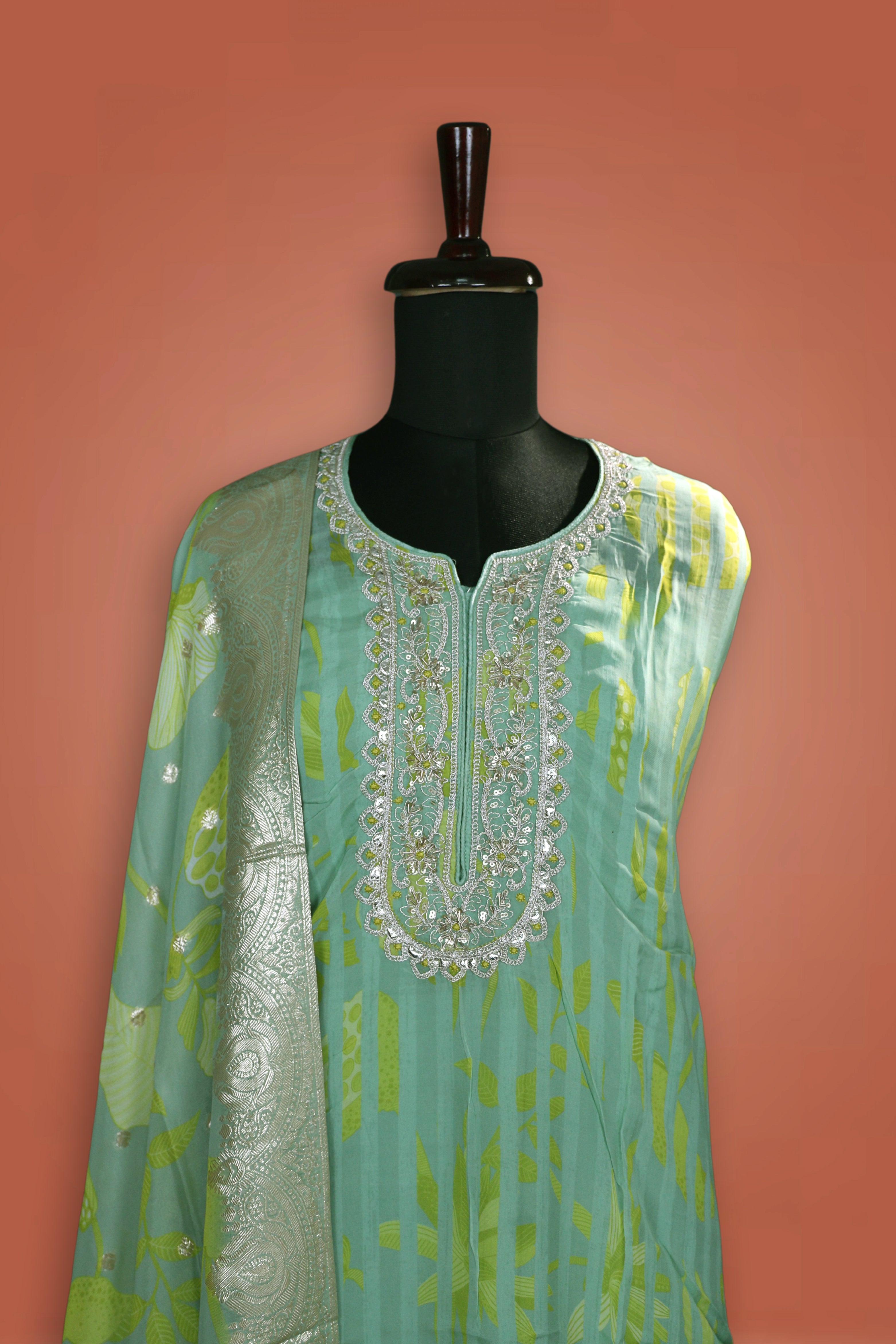 Organza Zari Work Suit Piece