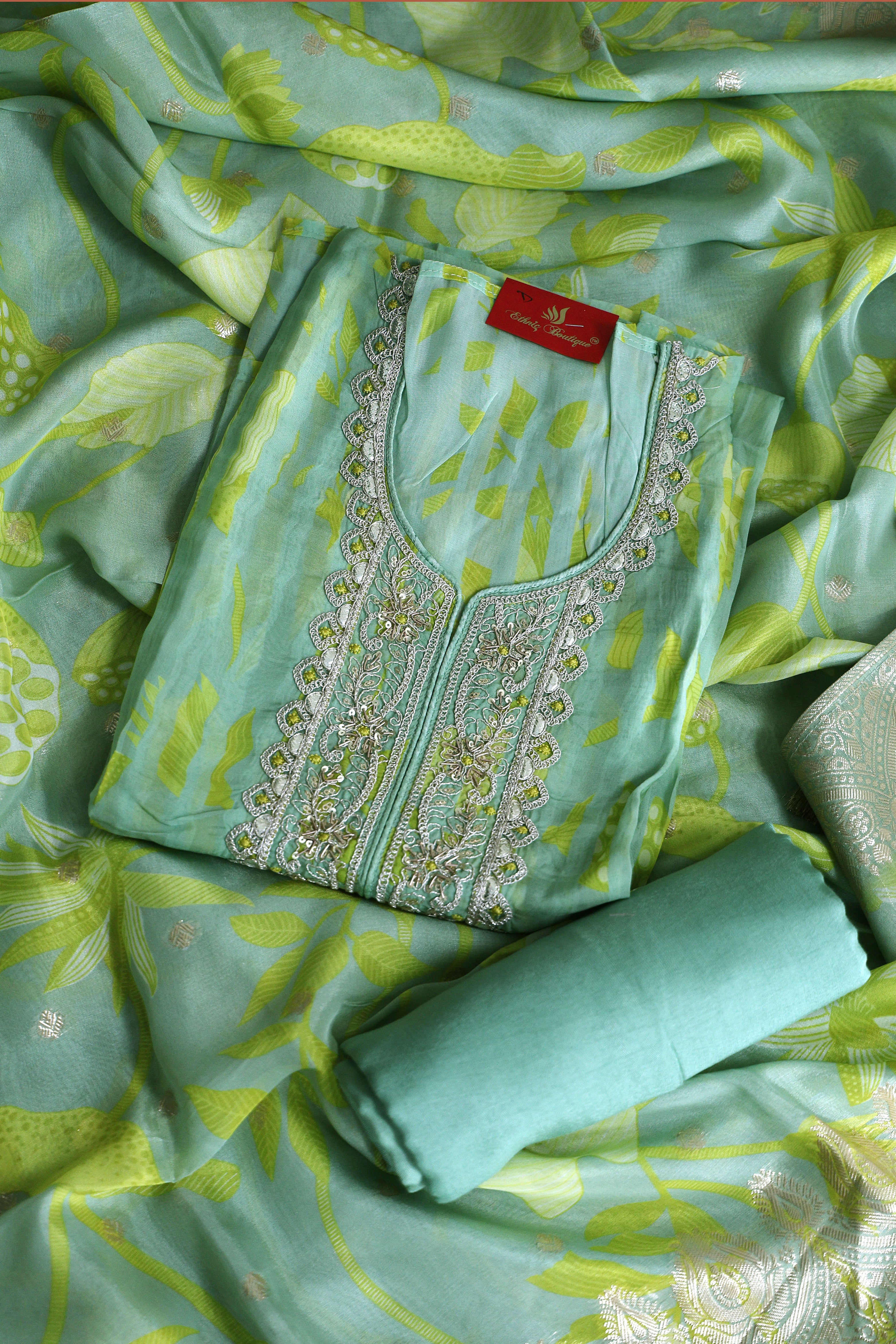 Organza Zari Work Suit Piece