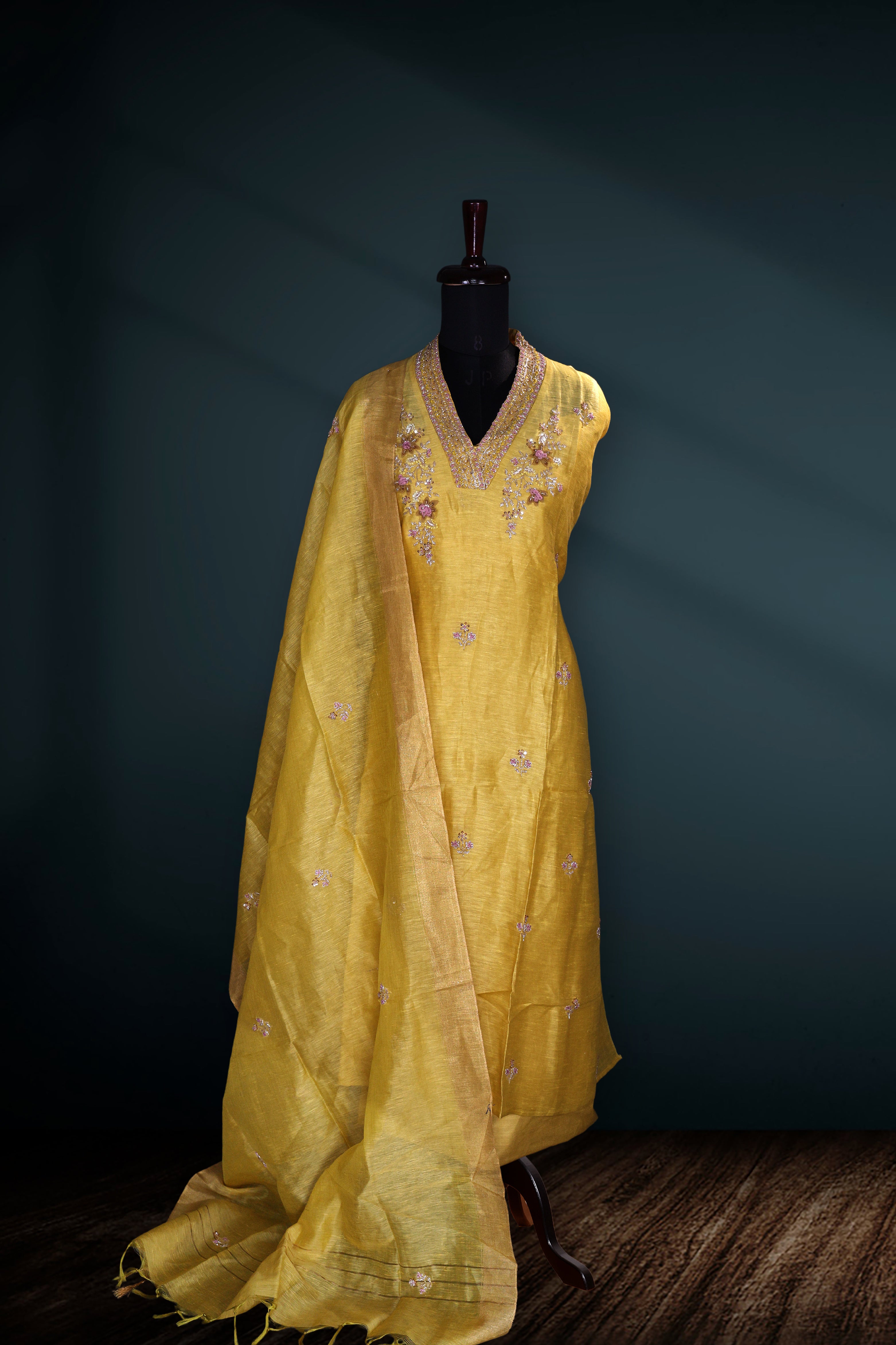 Linen Hand Zardosi Work Suit Piece