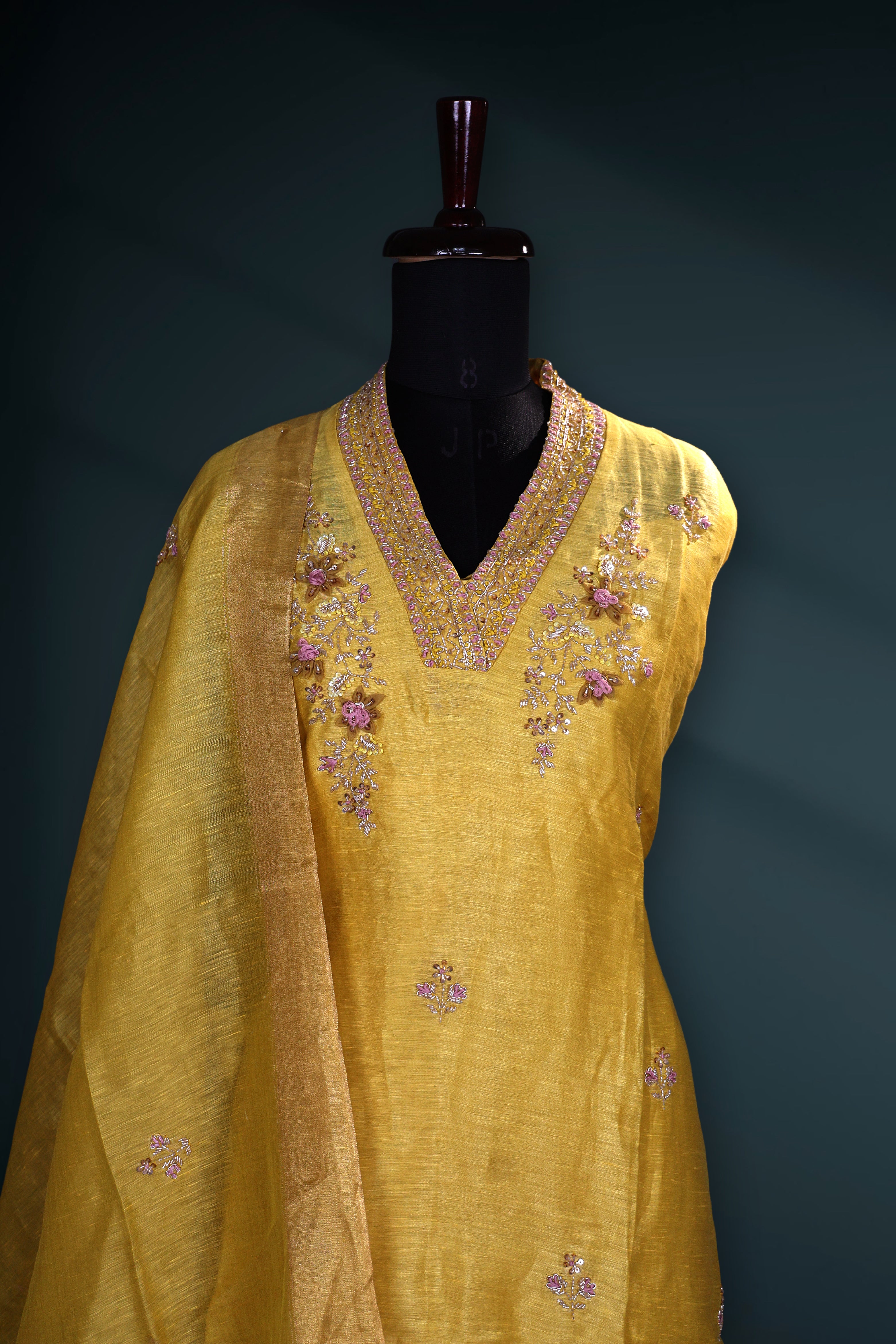 Linen Hand Zardosi Work Suit Piece