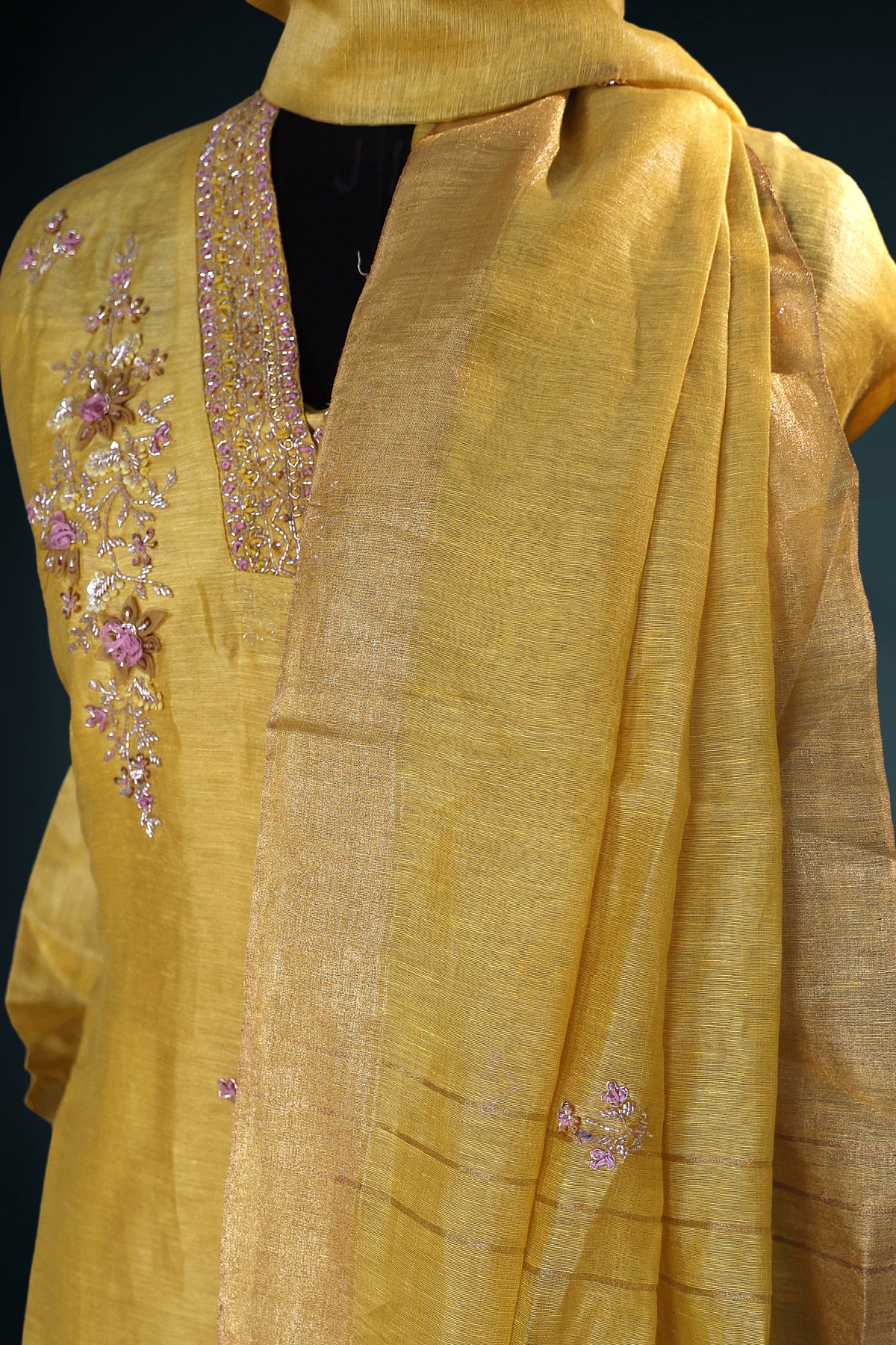 Linen Hand Zardosi Work Suit Piece